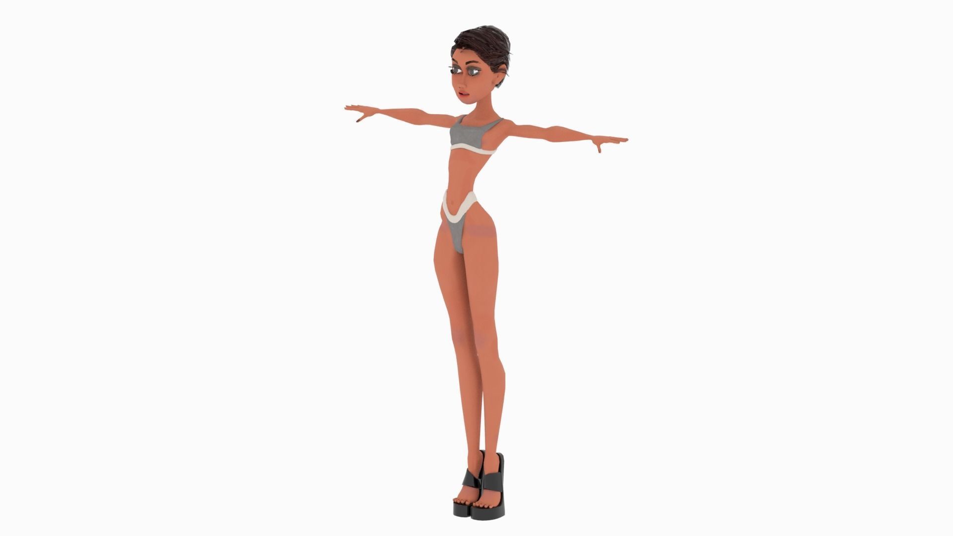 Pinup girl Low-poly 3D model_1