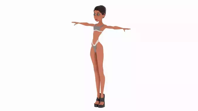 Pinup girl Low-poly 3D model