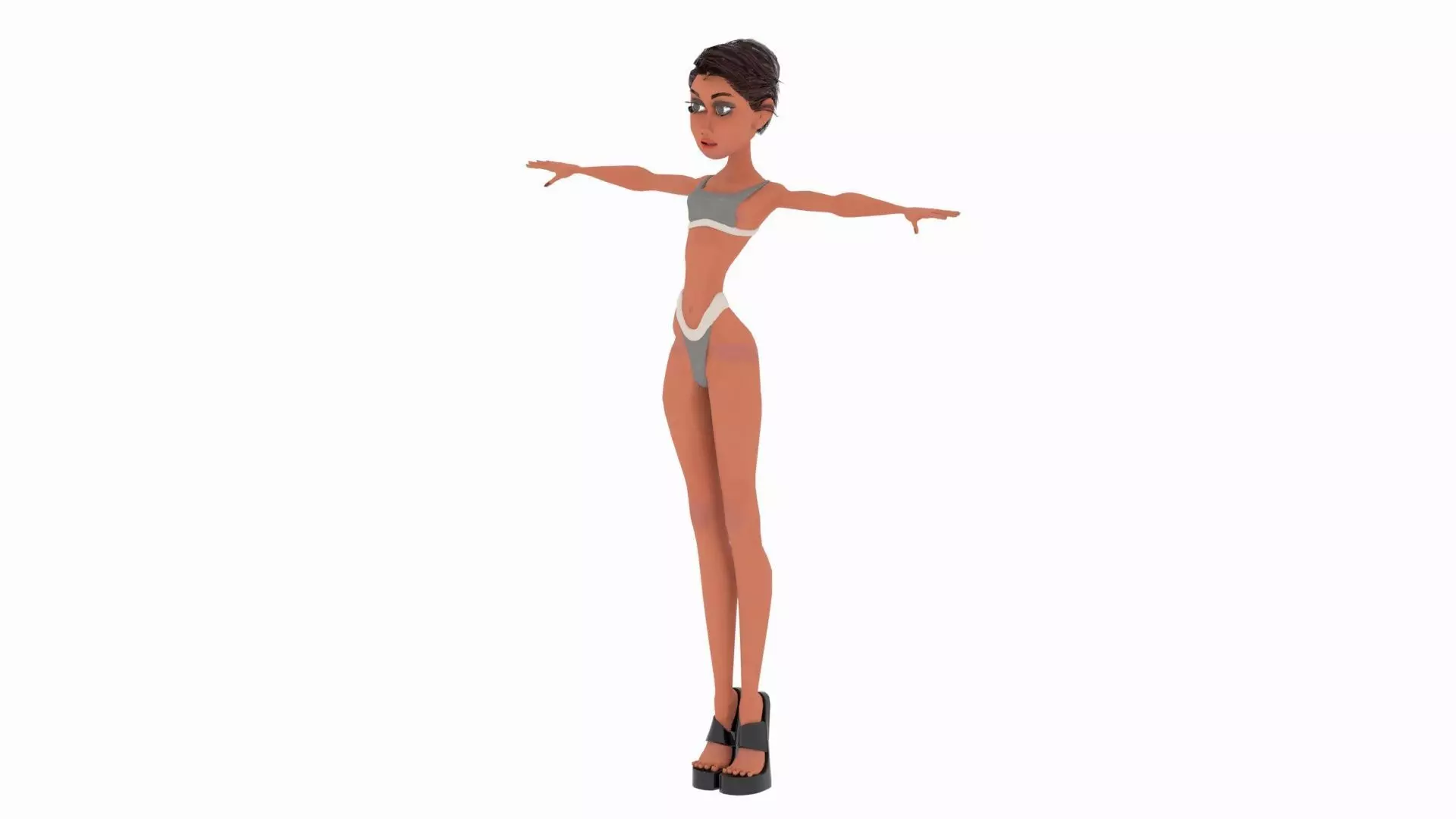 Pinup girl Low-poly 3D model_0