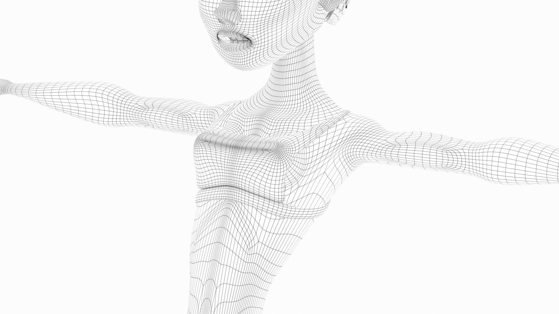 Pinup girl Low-poly 3D model_12