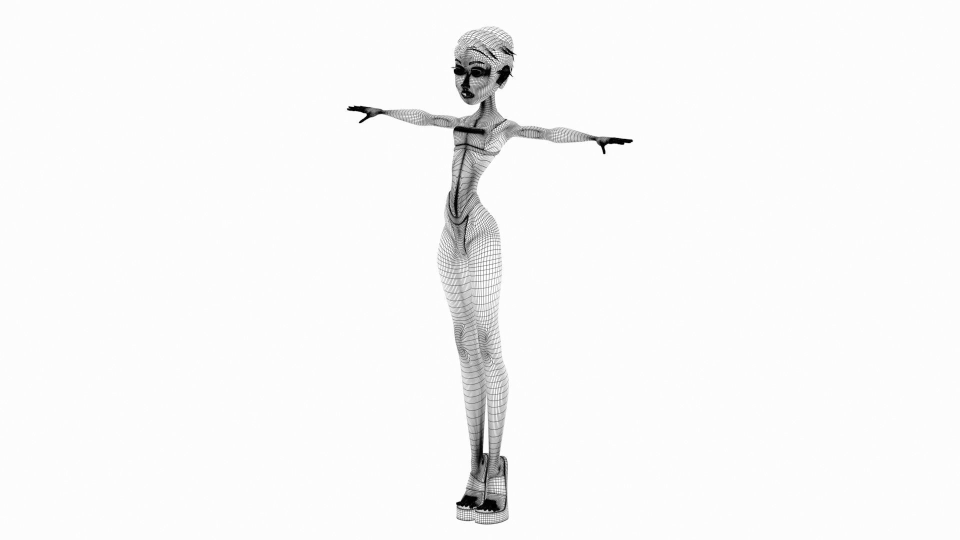 Pinup girl Low-poly 3D model_4