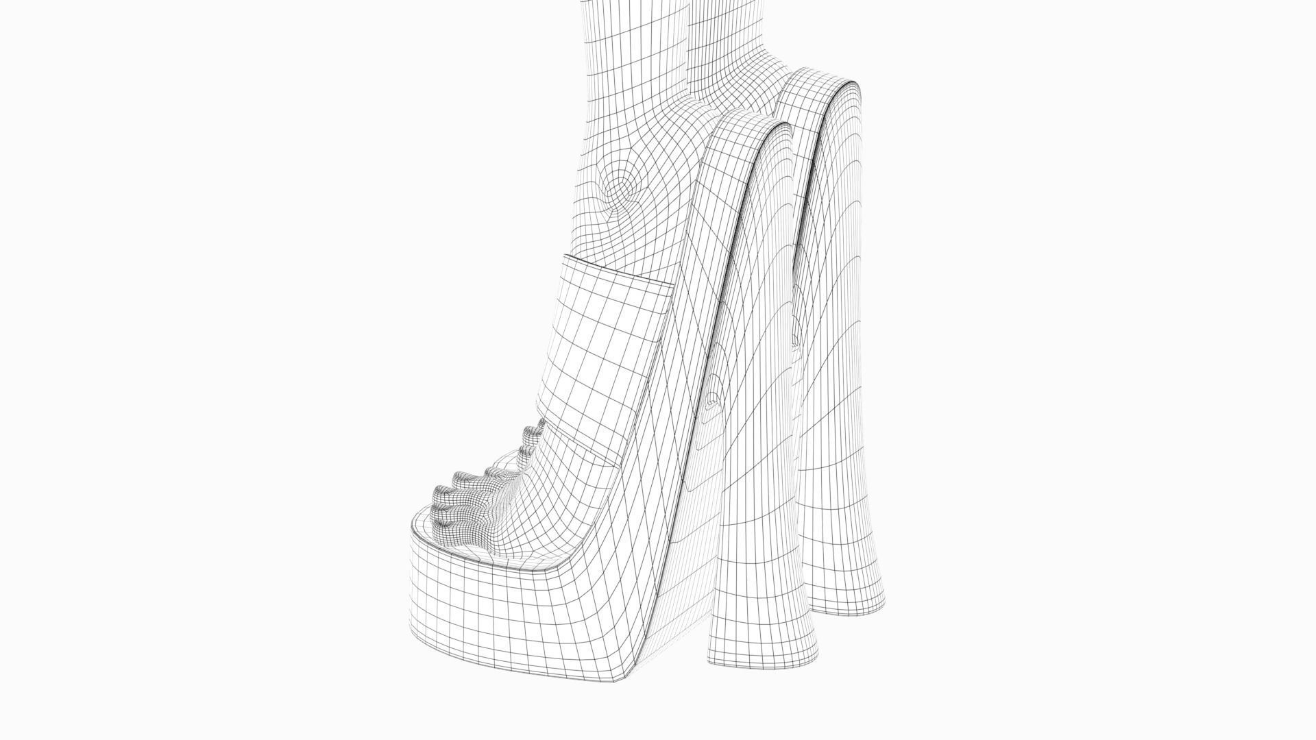 Pinup girl Low-poly 3D model_37