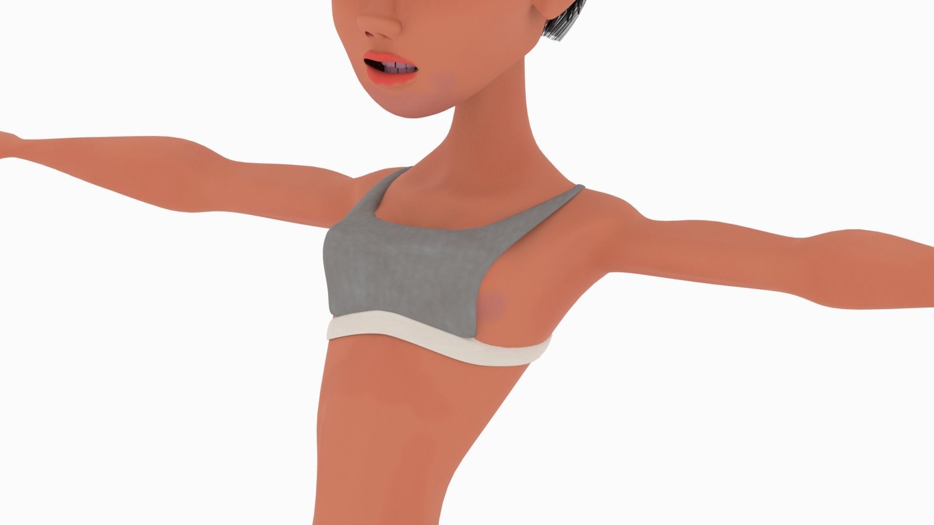 Pinup girl Low-poly 3D model_11