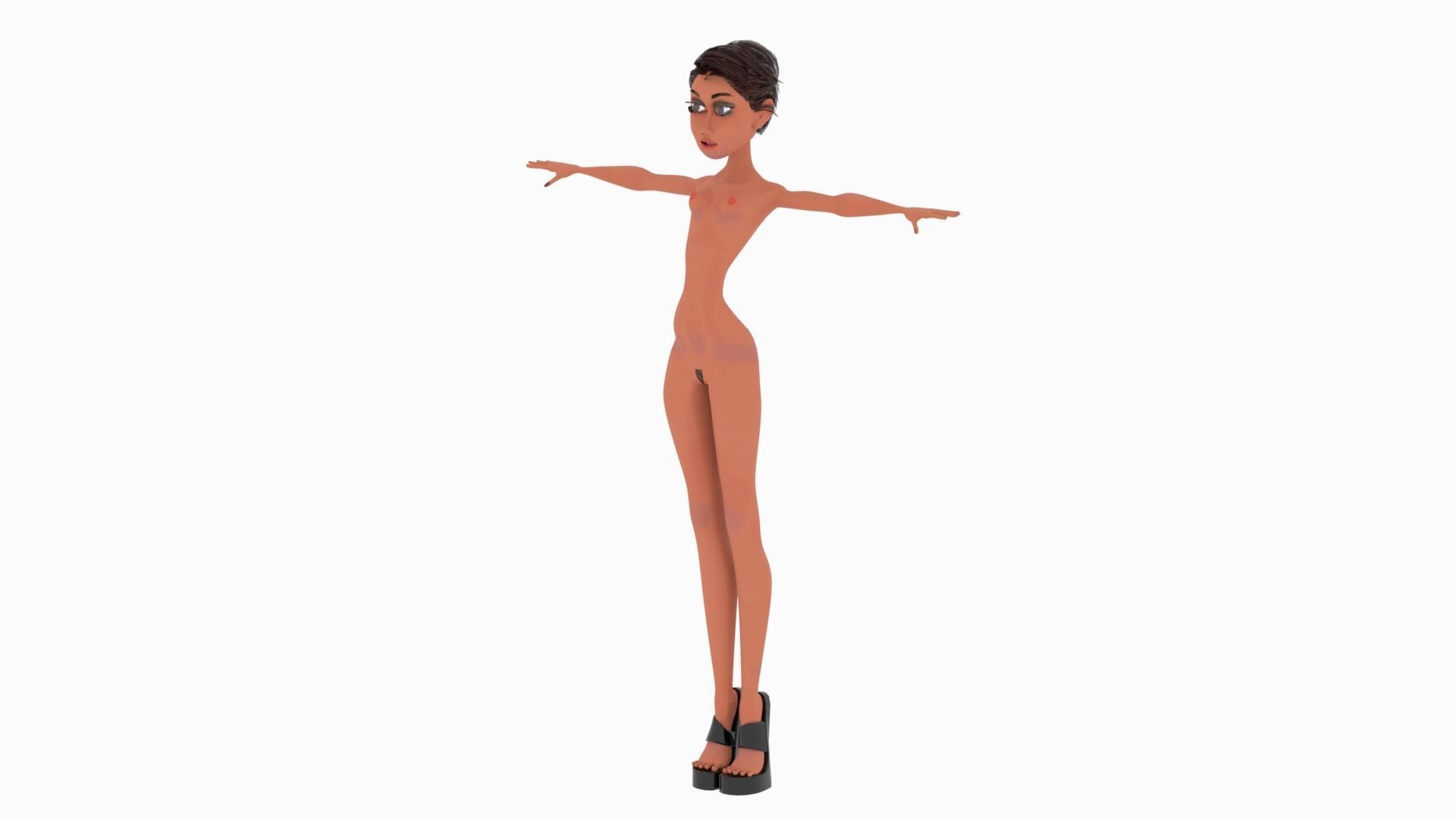 Pinup girl Low-poly 3D model_3