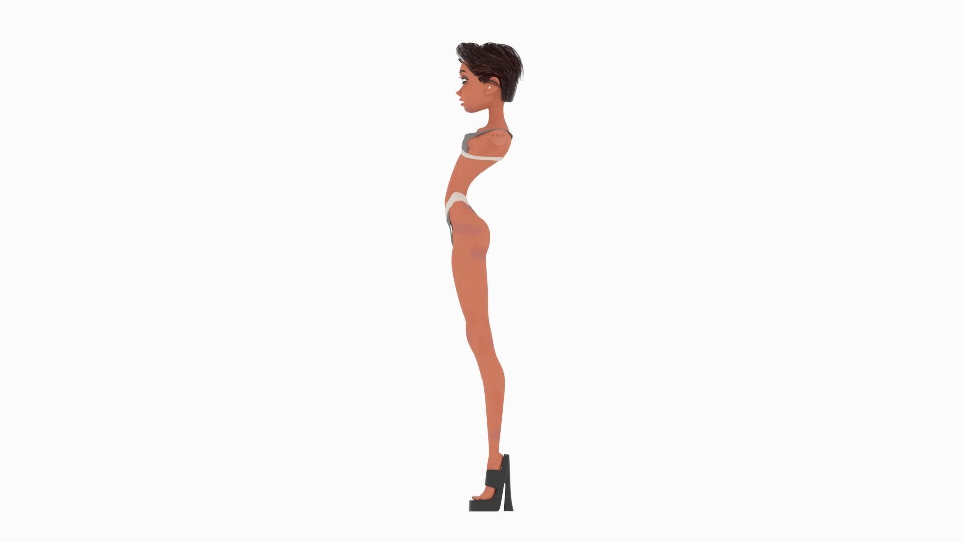 Pinup girl Low-poly 3D model_61