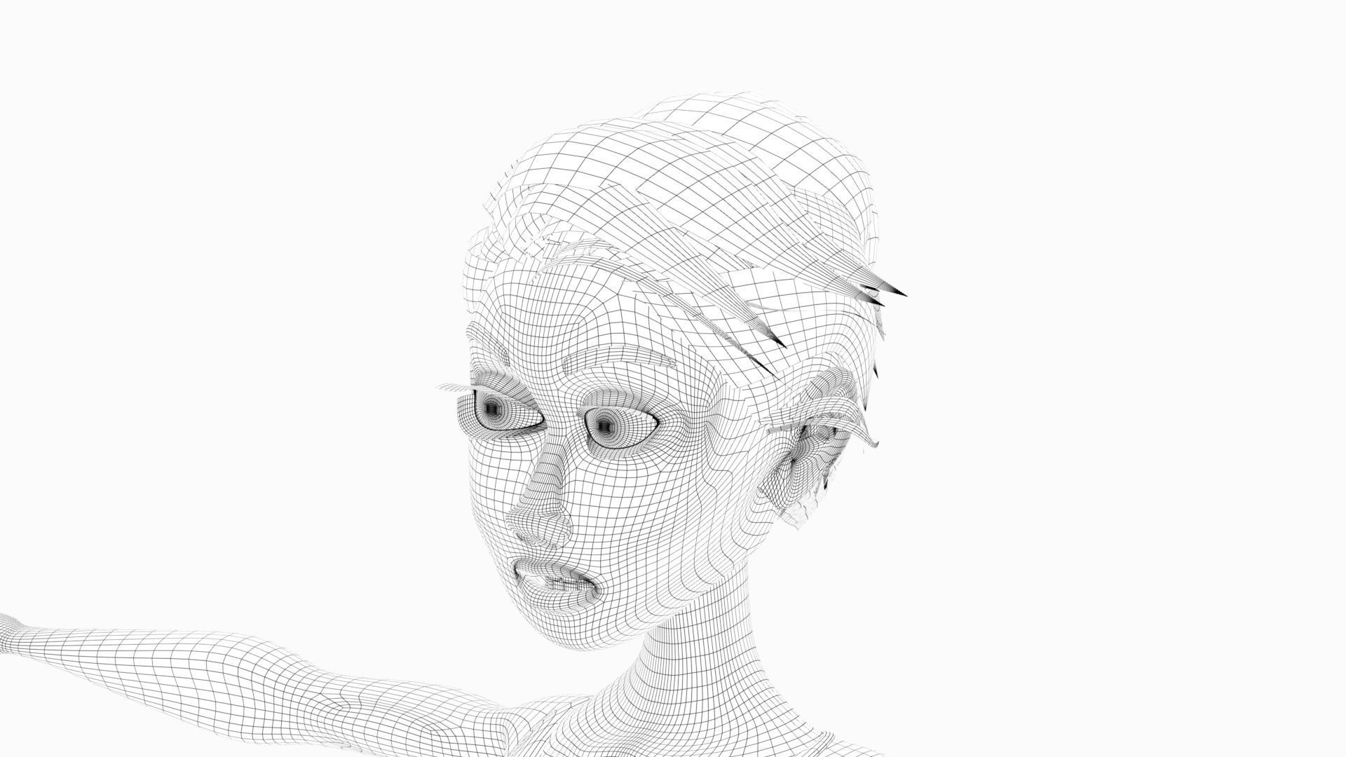 Pinup girl Low-poly 3D model_7