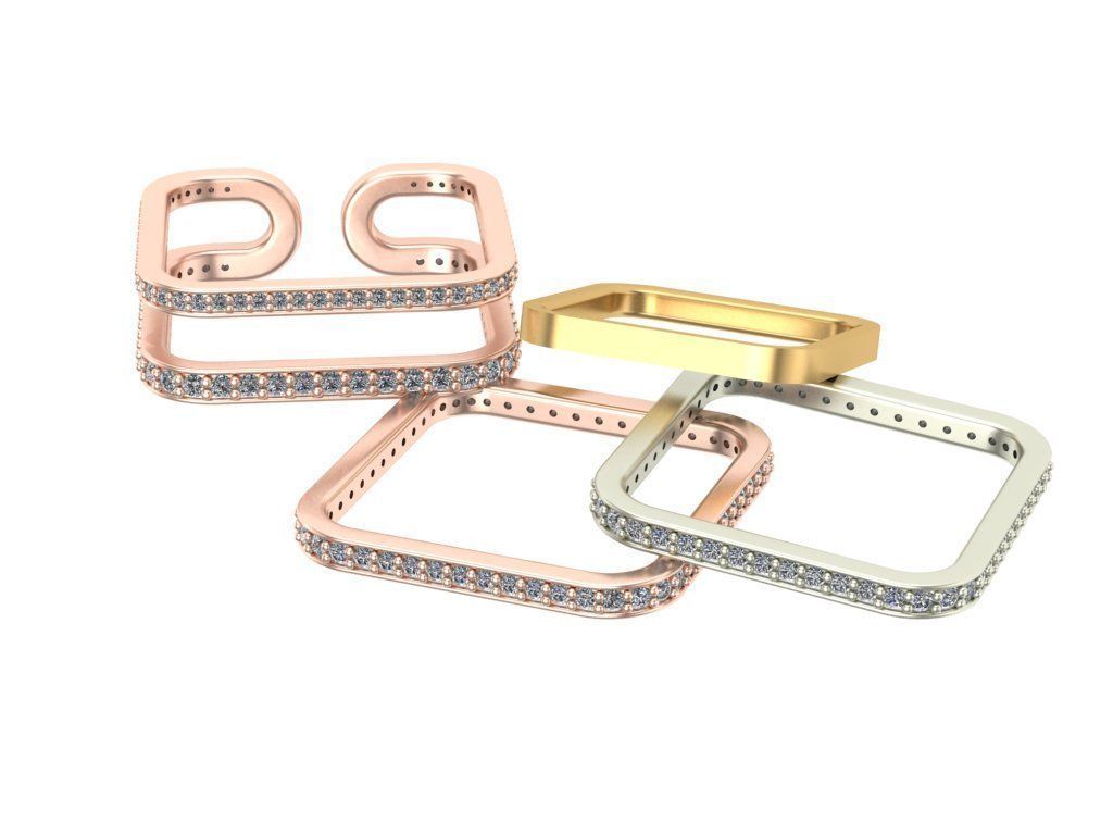 Eternity Rings Double With Gems Set 9 Sizes 3D print model_1