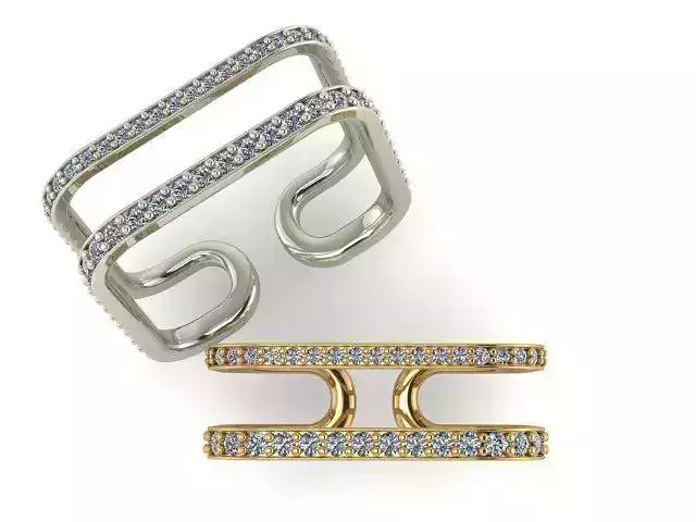 Eternity Rings Double With Gems Set 9 Sizes 