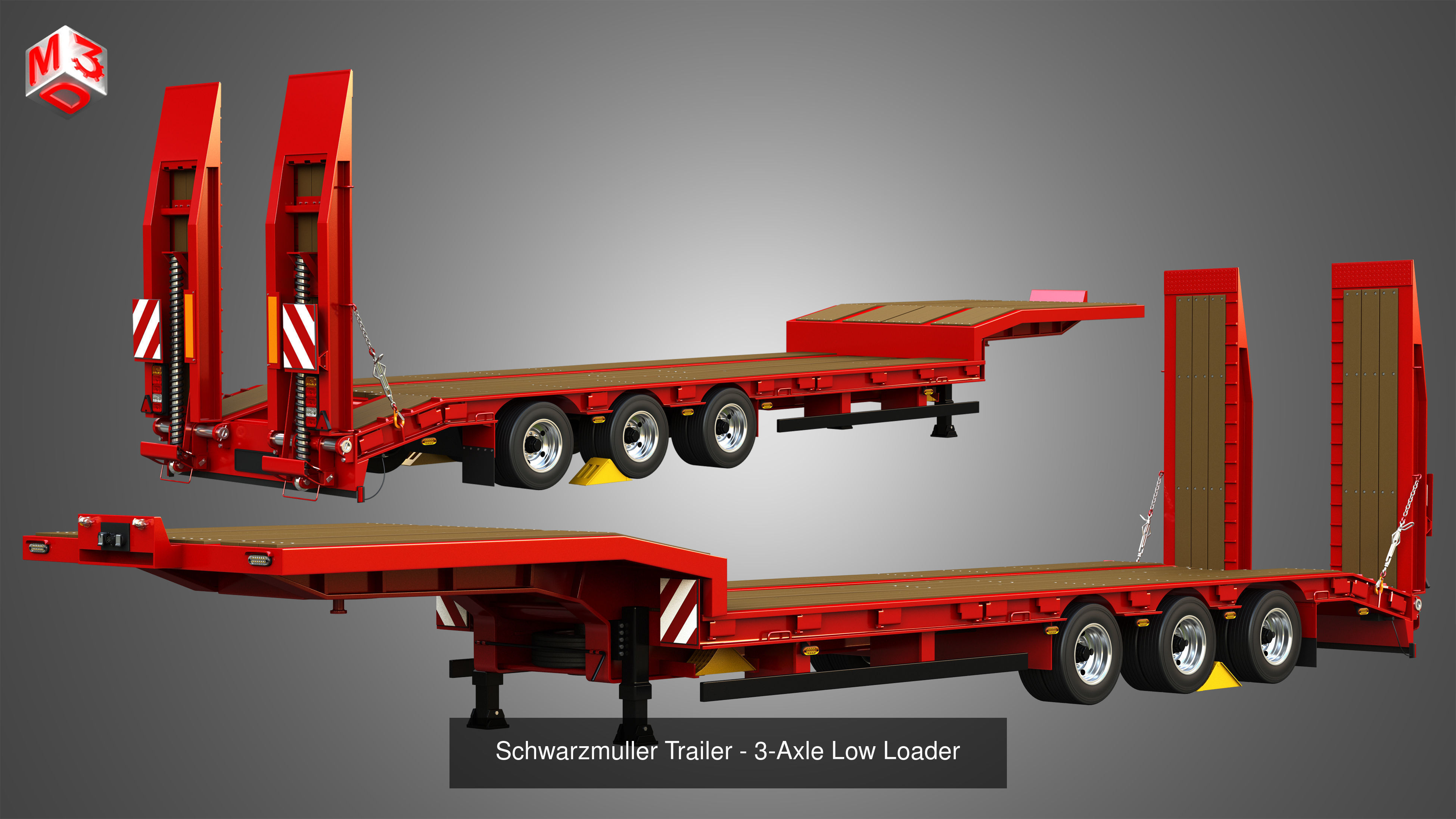 57P Semi Truck with JD - 764 High Speed Dozer 3 in 1 3D Model Collection_9