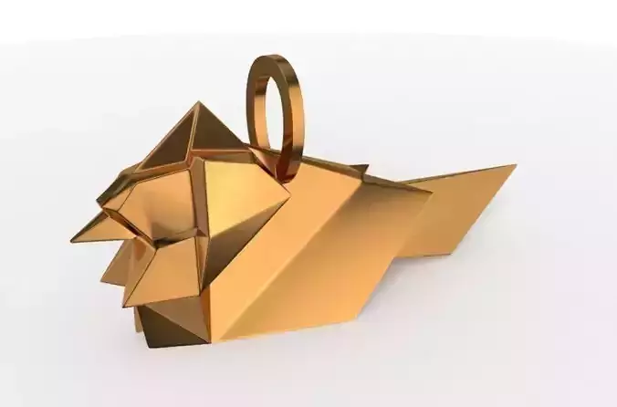 Origami Cardinalfinch Pendant