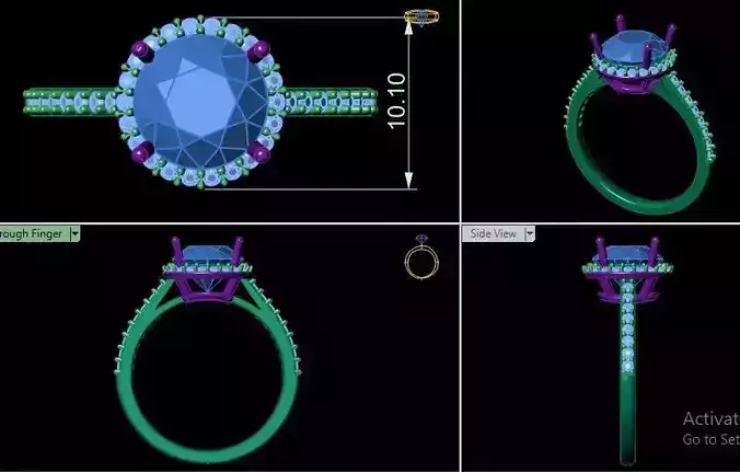 Big stone diamond ring  3D print model