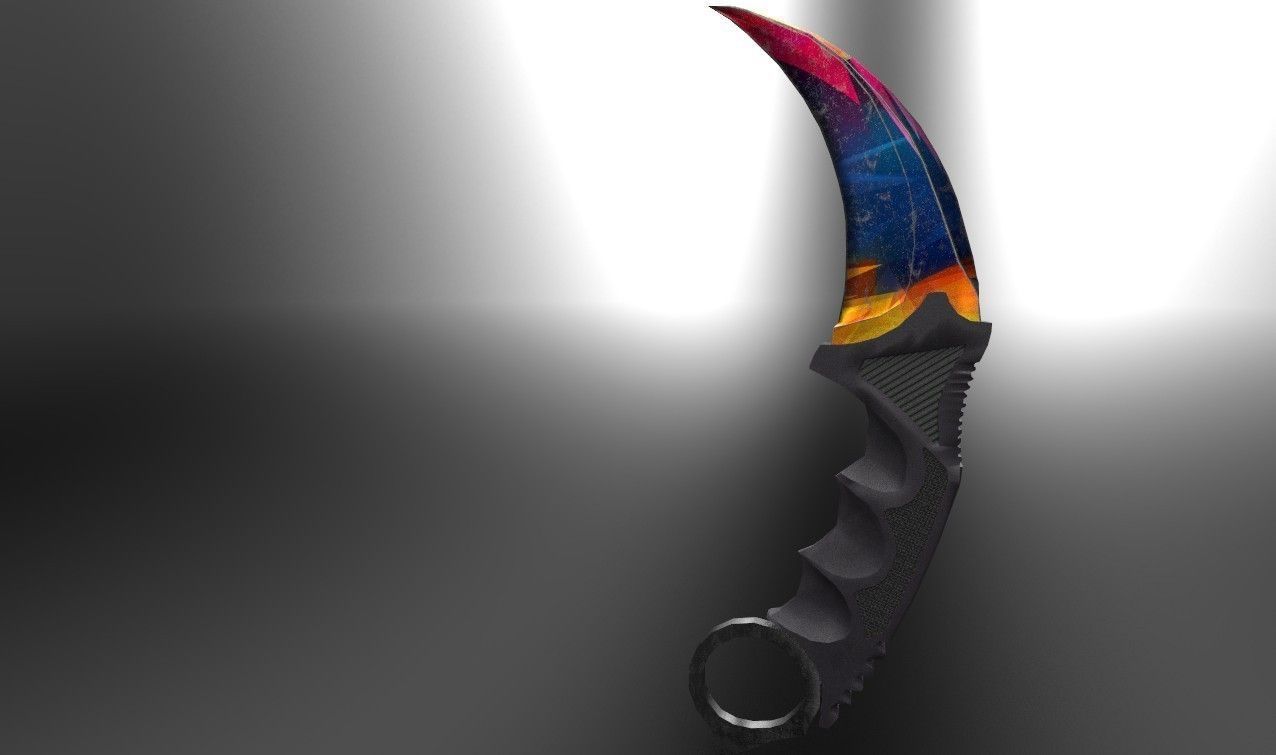 Karambit Knife Colorful Diamonds Style Low-poly 3D model_1