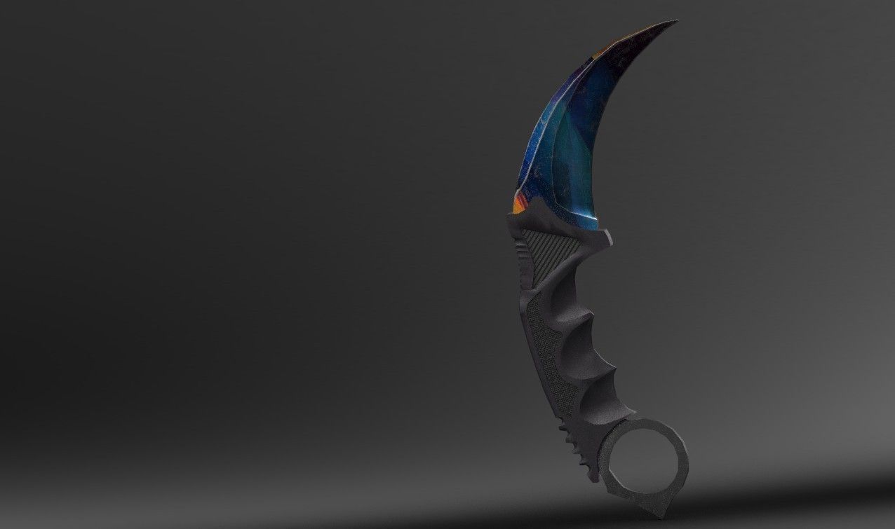 Karambit Knife Colorful Diamonds Style Low-poly 3D model_4