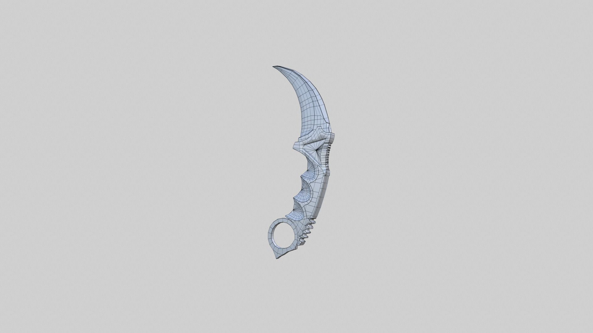 Karambit Knife Colorful Diamonds Style Low-poly 3D model_7