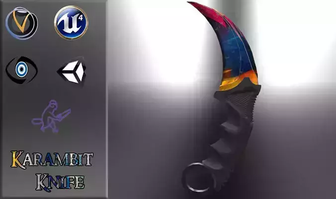 Karambit Knife Colorful Diamonds Style Low-poly 3D model Karambit Knife Colorful Diamonds Style Low-poly 3D model