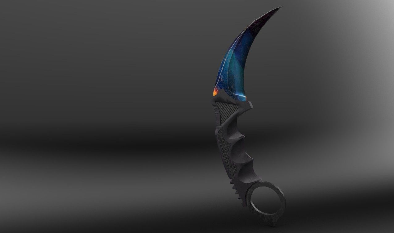 Karambit Knife Colorful Diamonds Style Low-poly 3D model_5