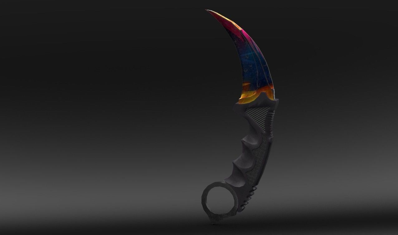 Karambit Knife Colorful Diamonds Style Low-poly 3D model_3