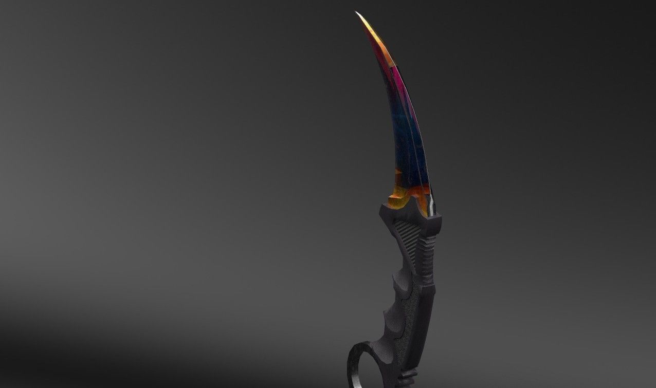 Karambit Knife Colorful Diamonds Style Low-poly 3D model_2