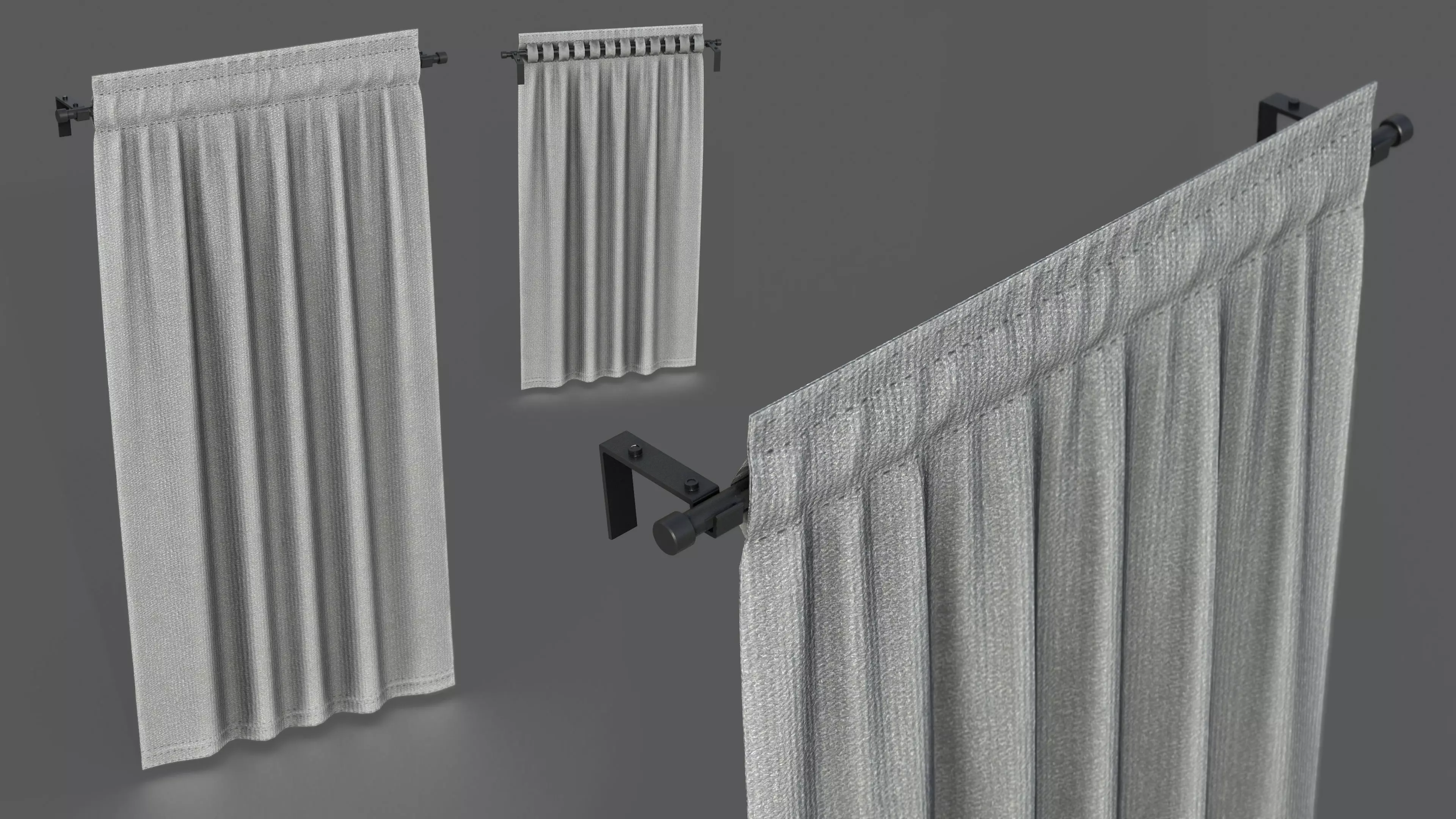 Curtain with Rod Low-poly 3D model