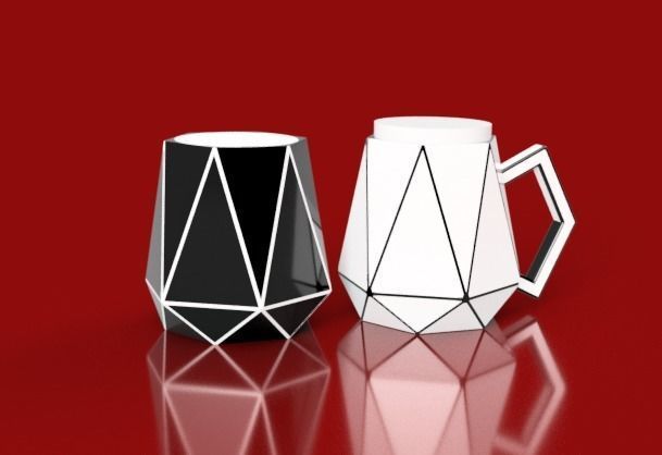 Set geometrico geometric vases 3D model_3