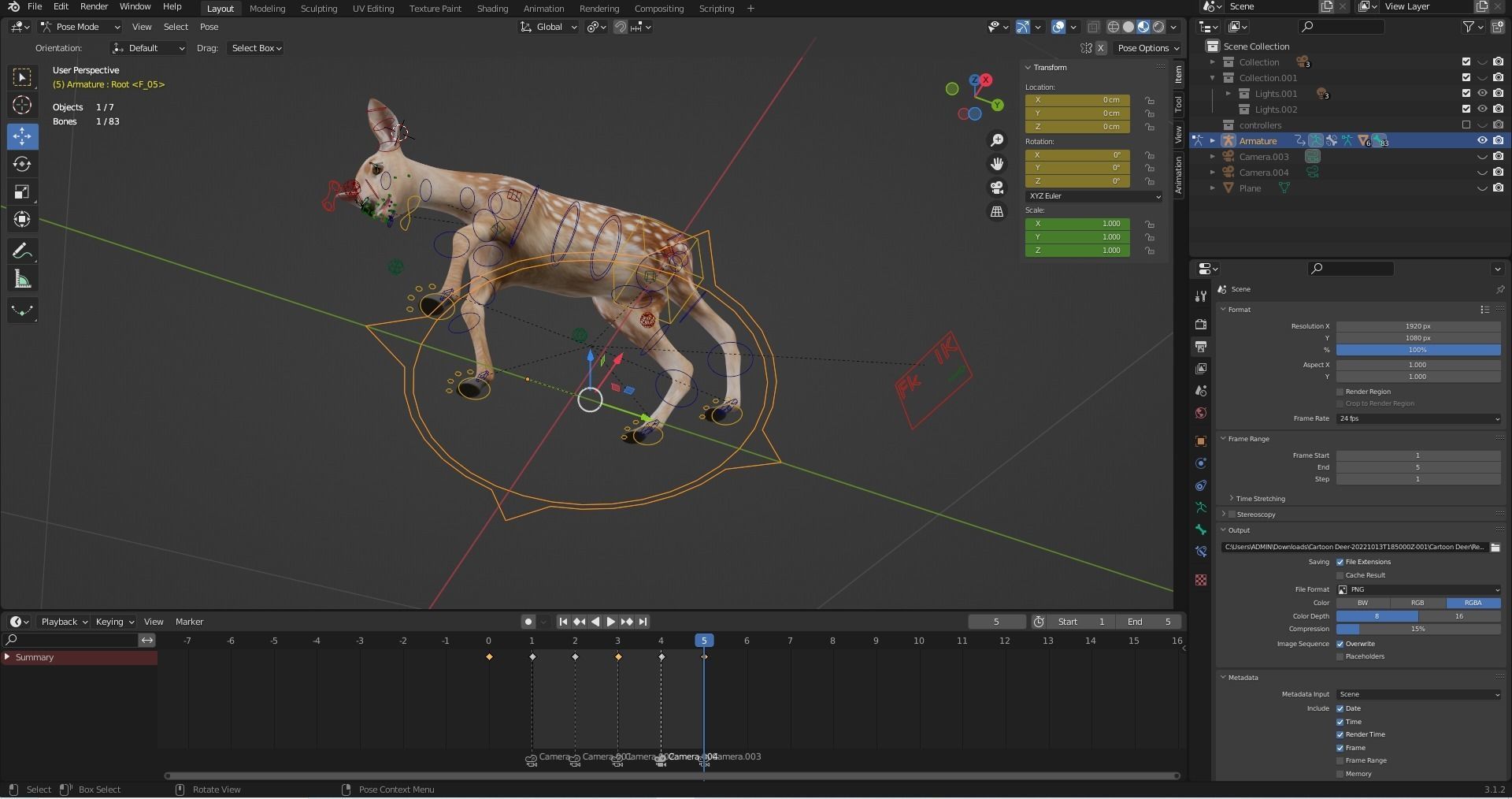 3D Fur Fawn Deer Rigged and Animated Blender Low-poly 3D model_23