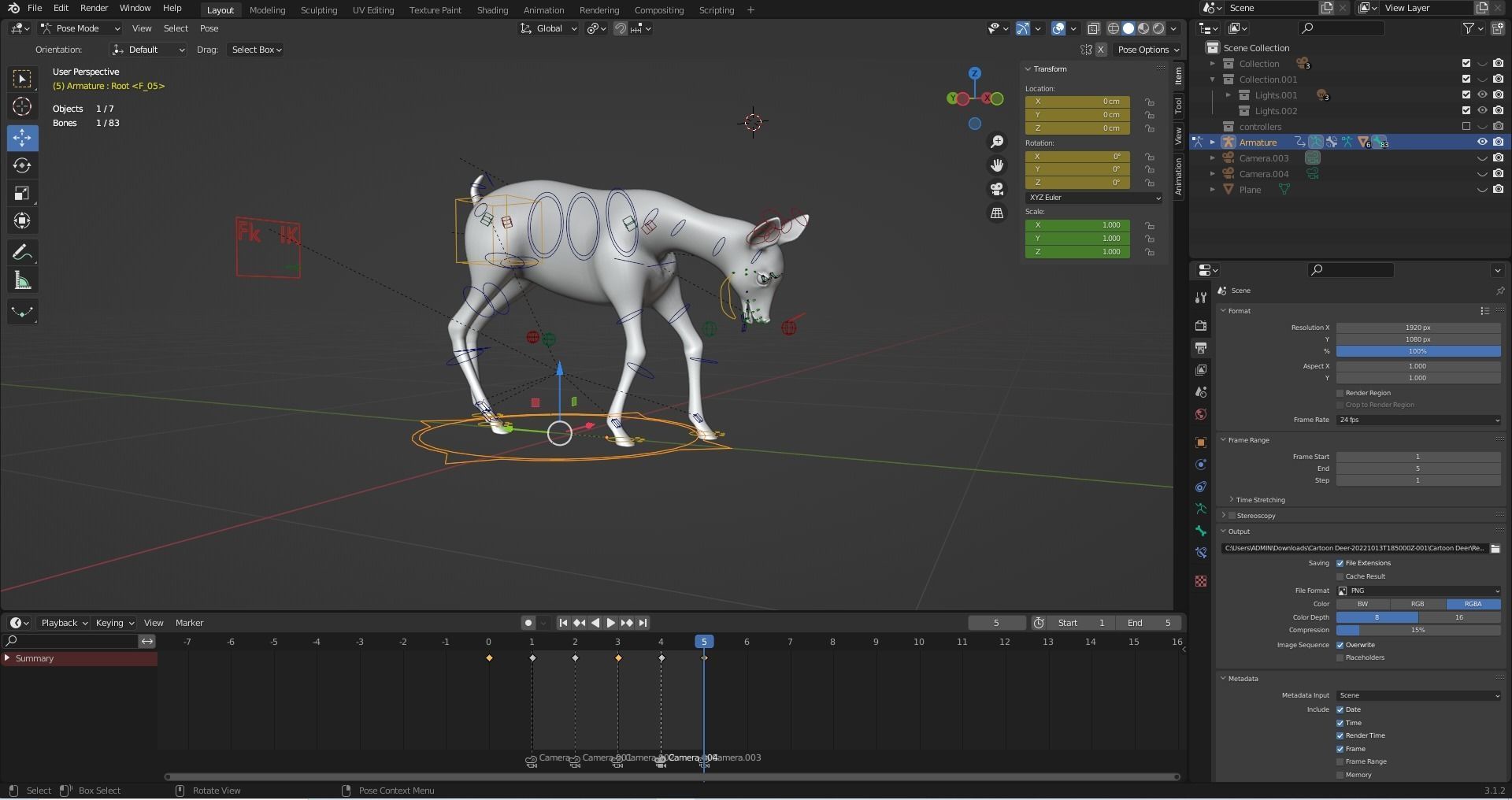3D Fur Fawn Deer Rigged and Animated Blender Low-poly 3D model_26
