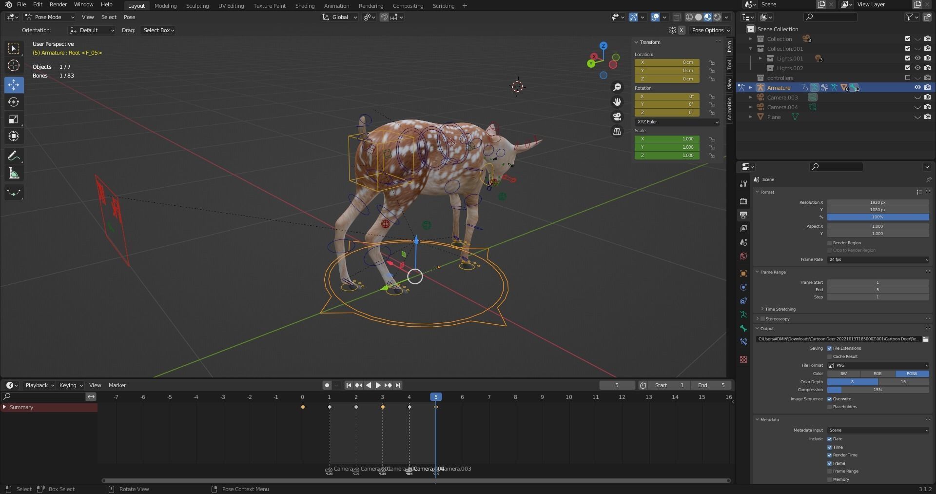 3D Fur Fawn Deer Rigged and Animated Blender Low-poly 3D model_29