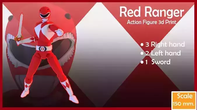 Super rangers Red ranger  Action figure  Free 3D print model