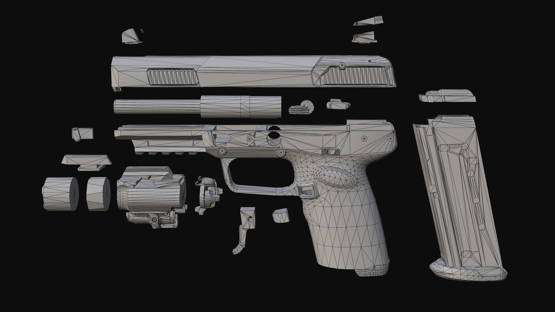 FN Five-seveN MK2 FDE pistol Low-poly 3D model_29