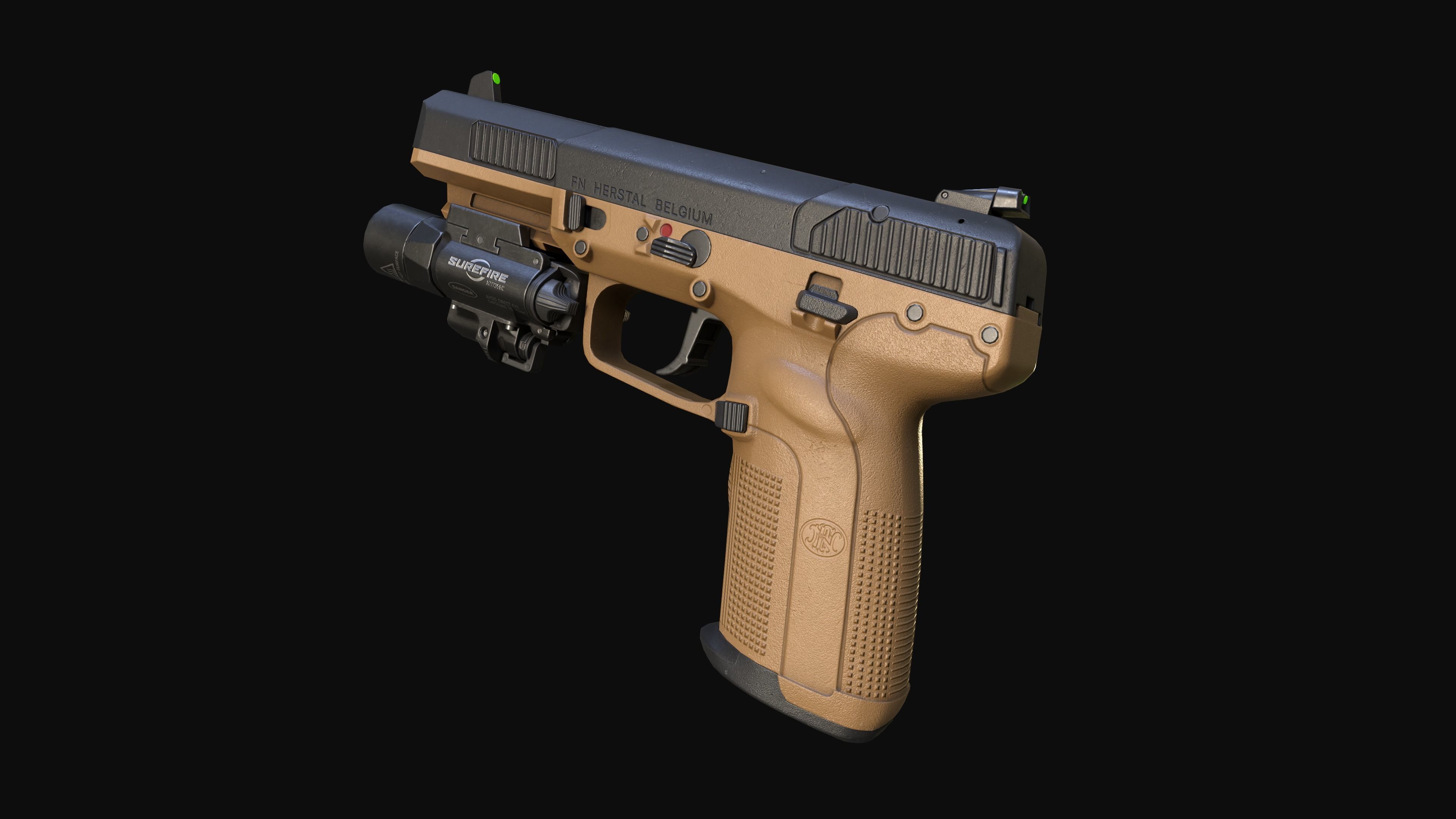 FN Five-seveN MK2 FDE pistol Low-poly 3D model_6