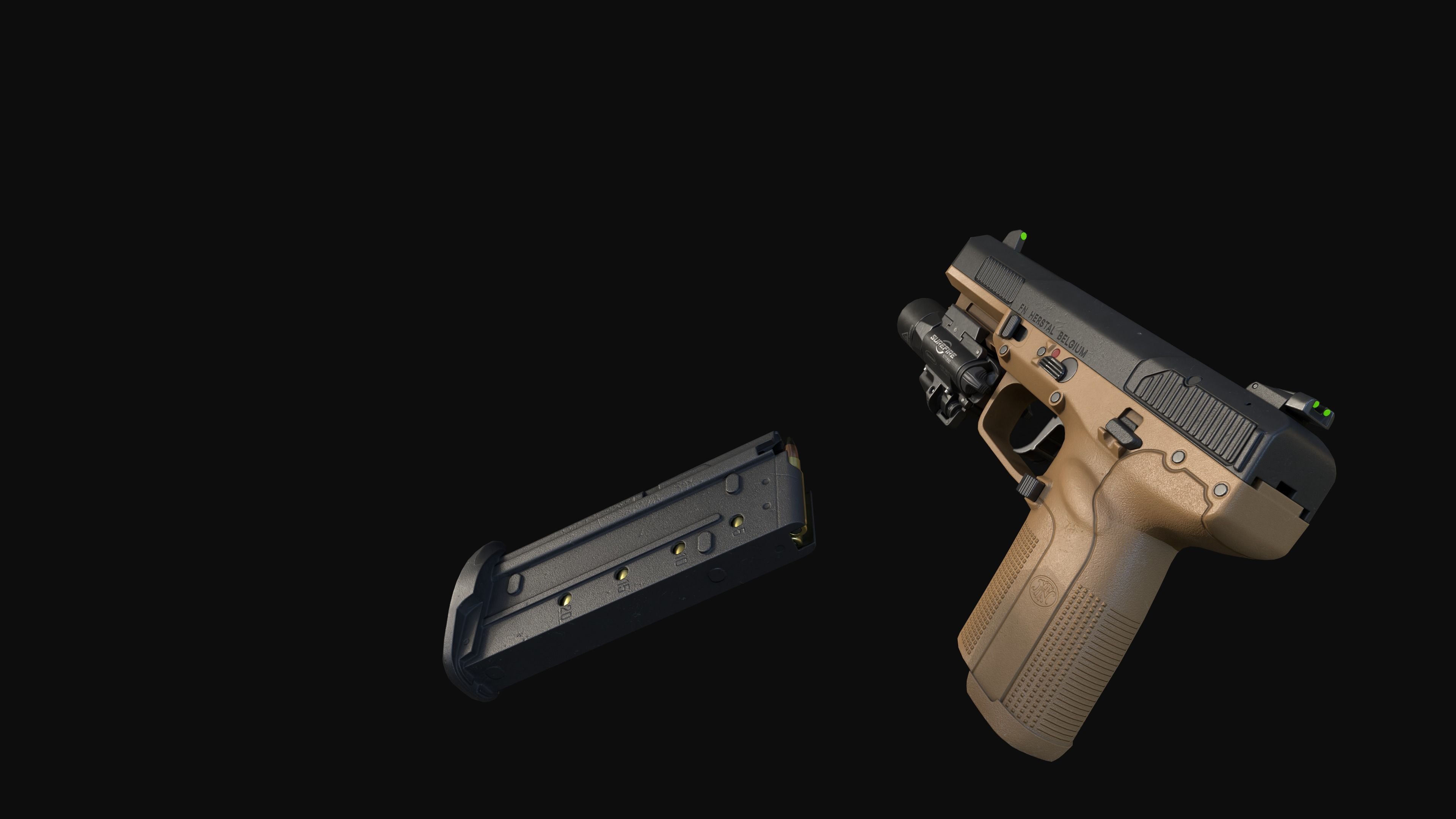 FN Five-seveN MK2 FDE pistol Low-poly 3D model_20