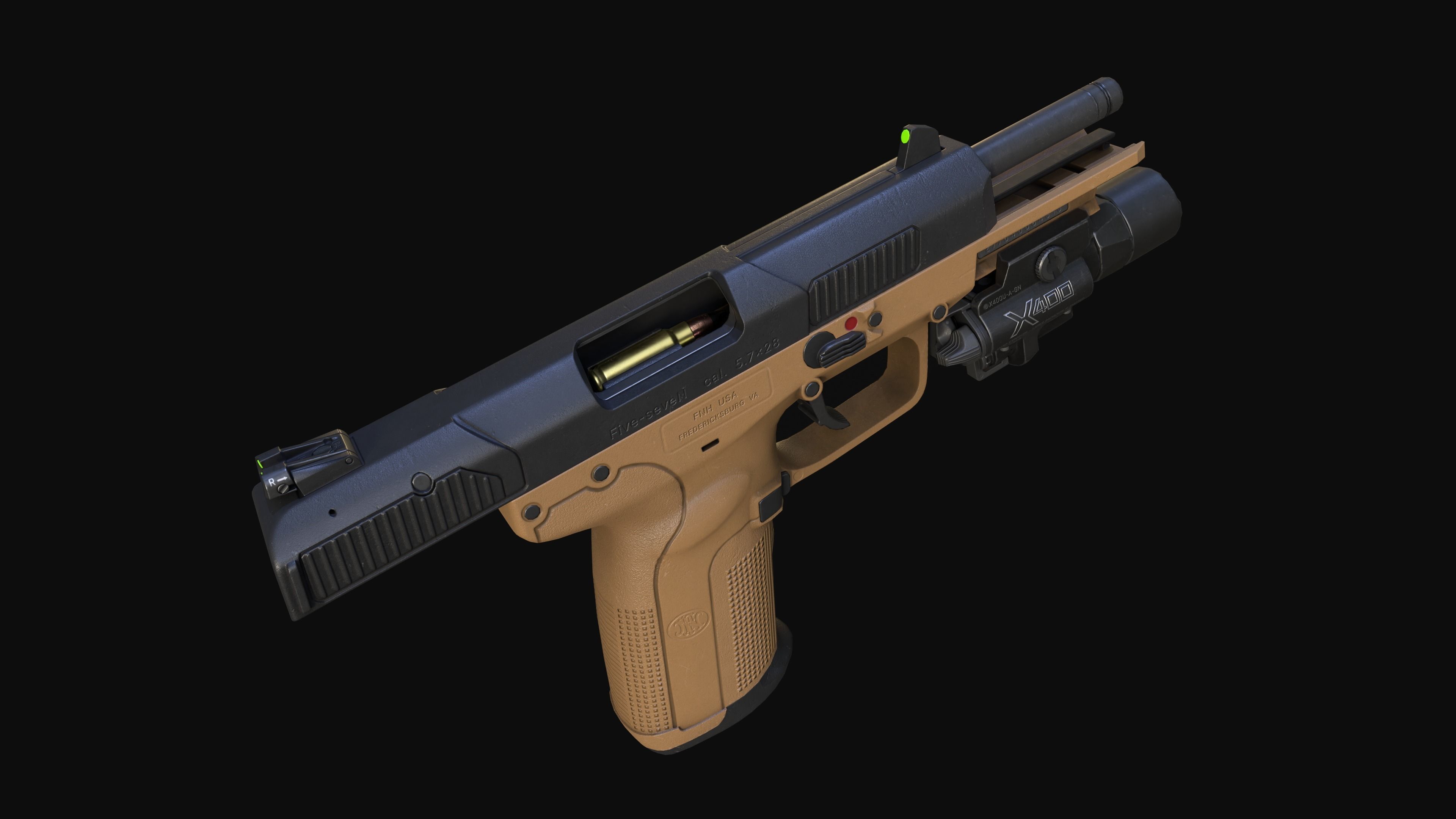 FN Five-seveN MK2 FDE pistol Low-poly 3D model_13