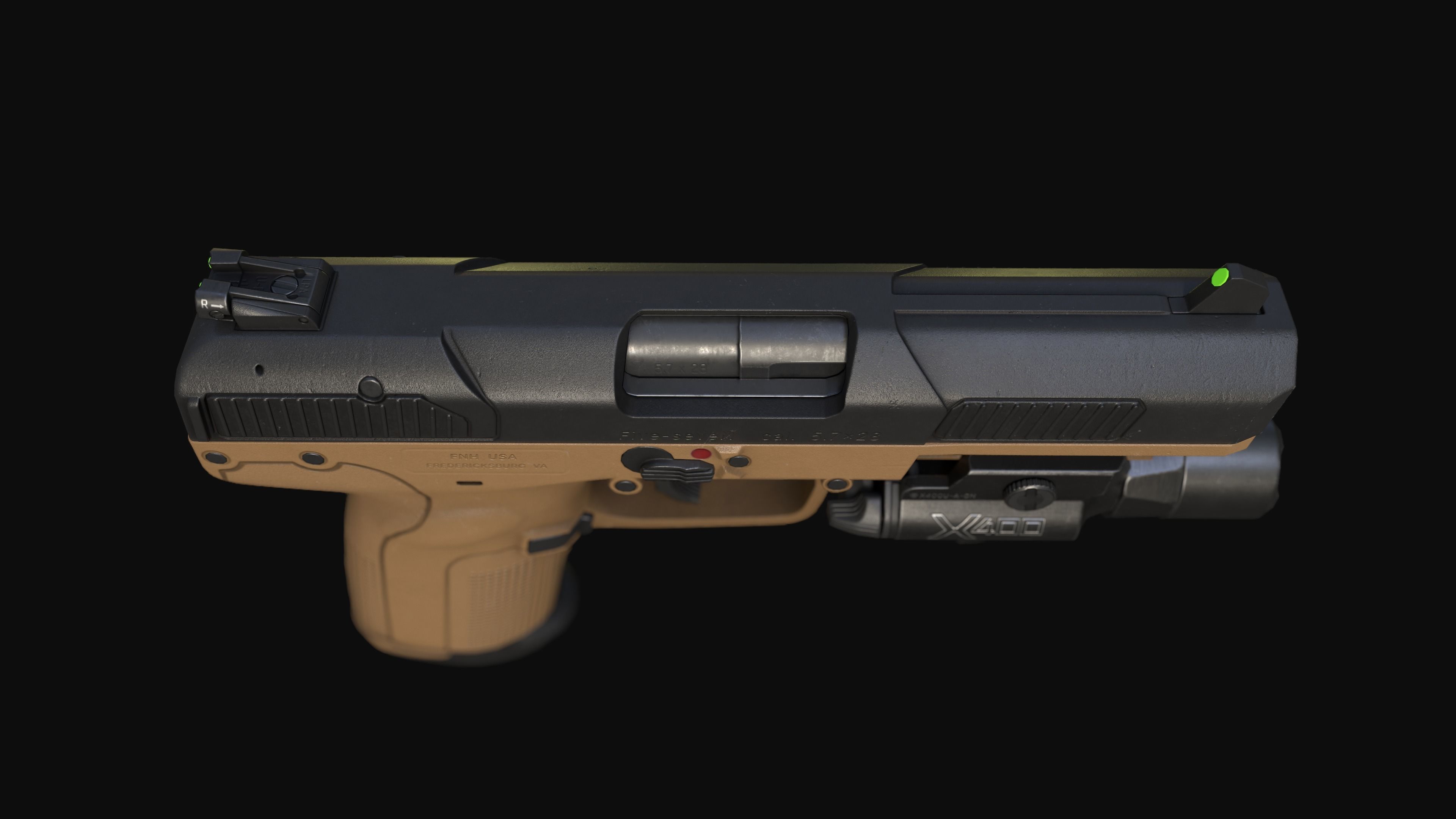 FN Five-seveN MK2 FDE pistol Low-poly 3D model_10
