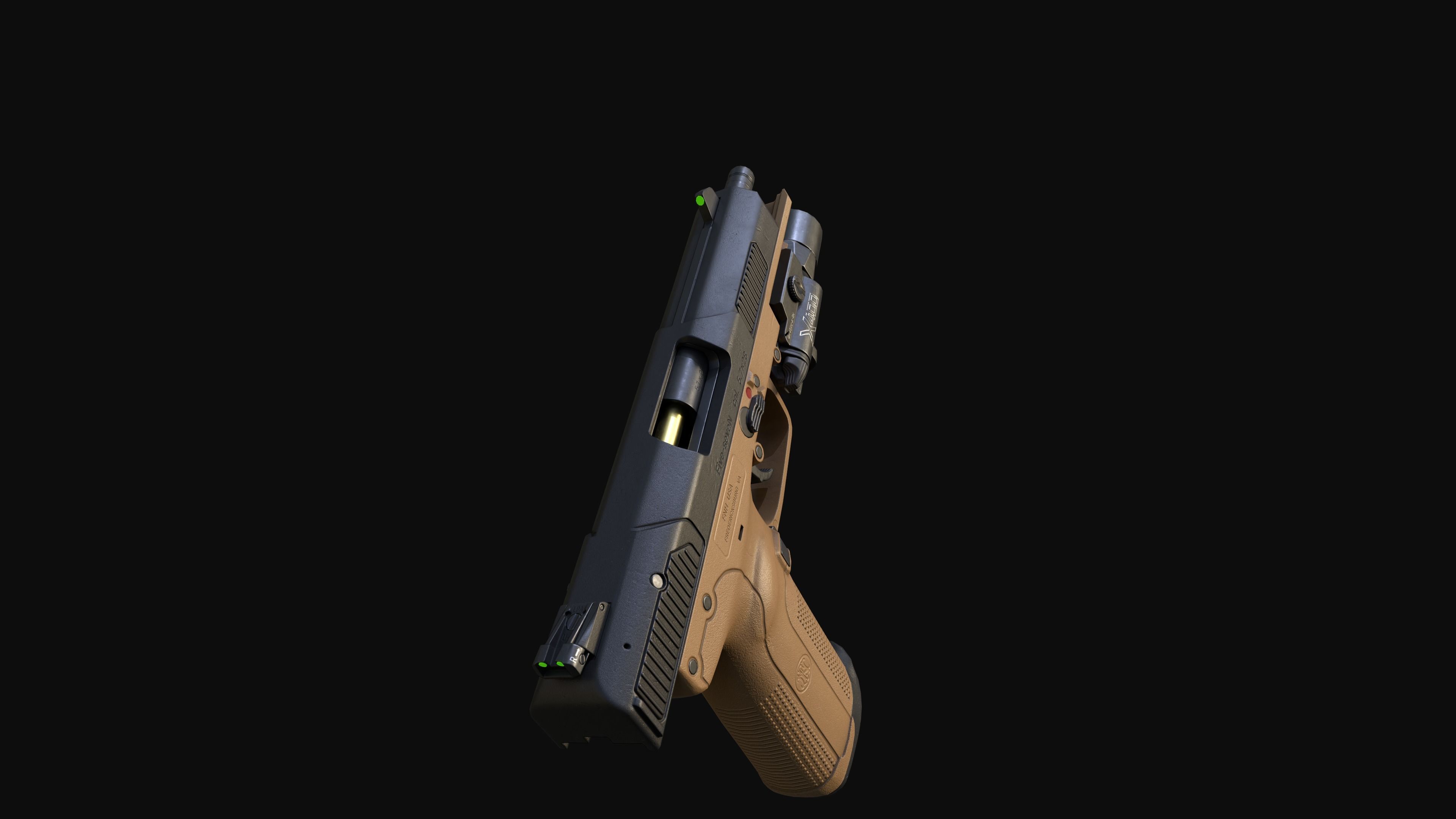 FN Five-seveN MK2 FDE pistol Low-poly 3D model_21