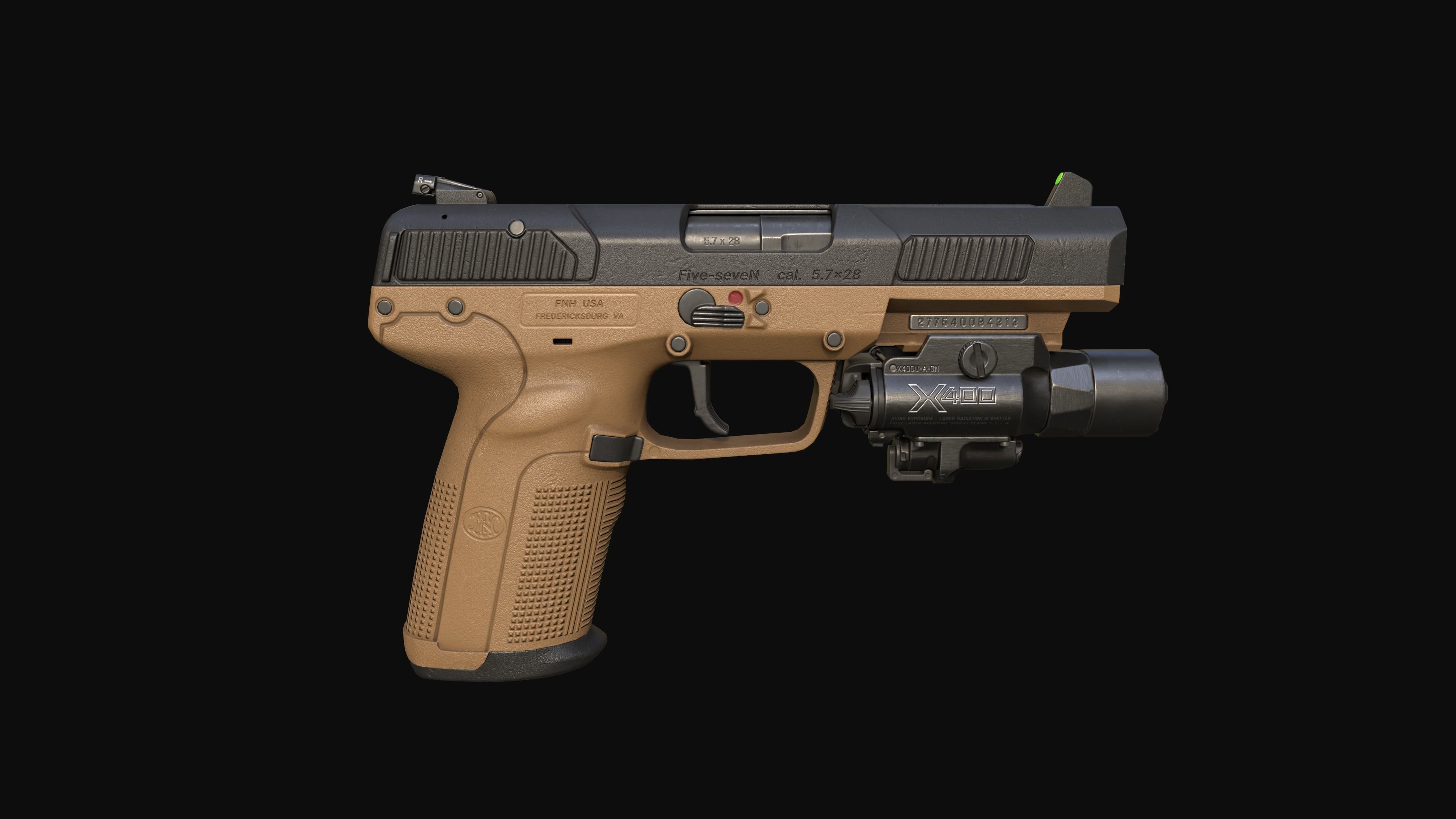 FN Five-seveN MK2 FDE pistol Low-poly 3D model_5