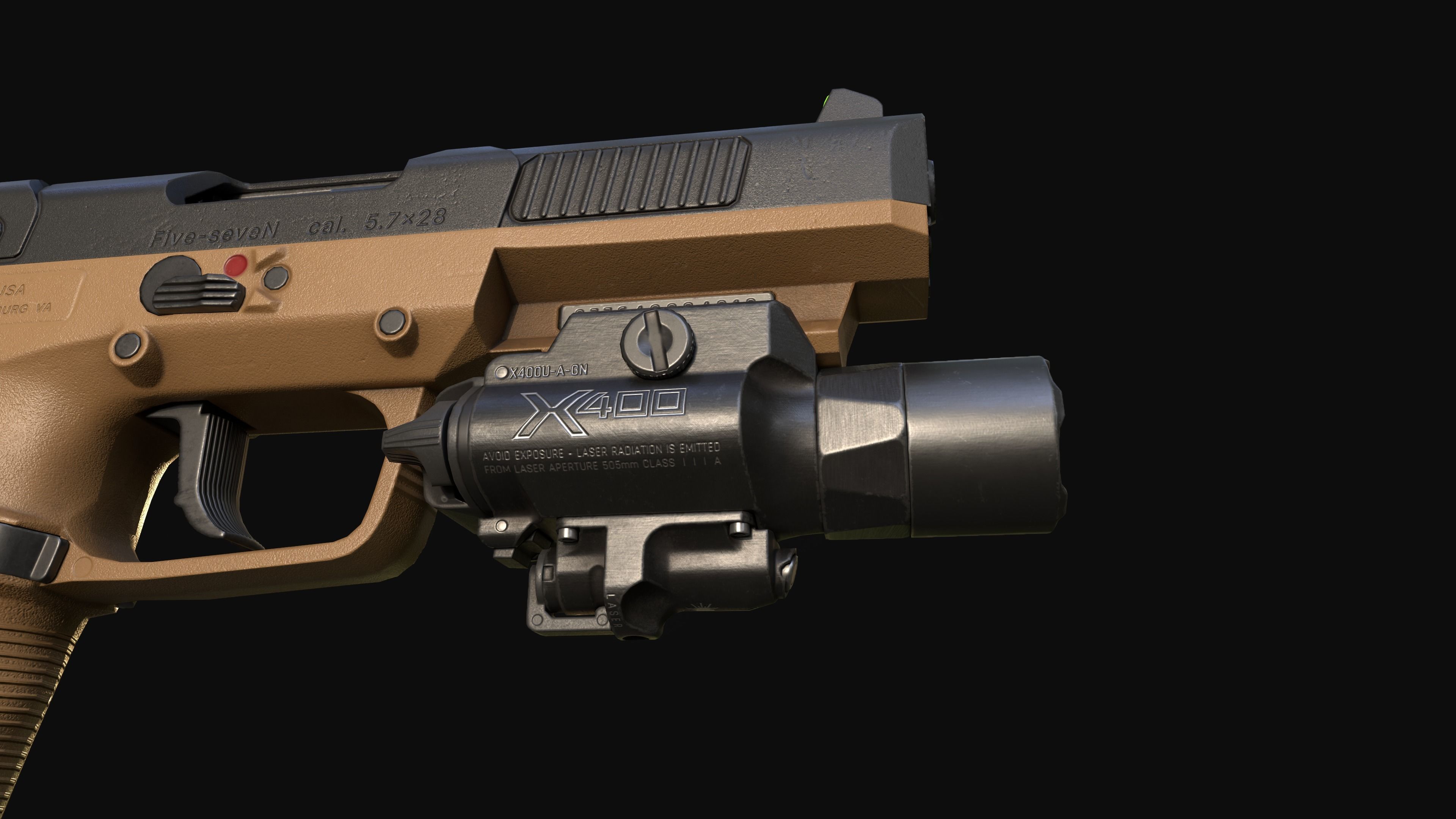 FN Five-seveN MK2 FDE pistol Low-poly 3D model_16