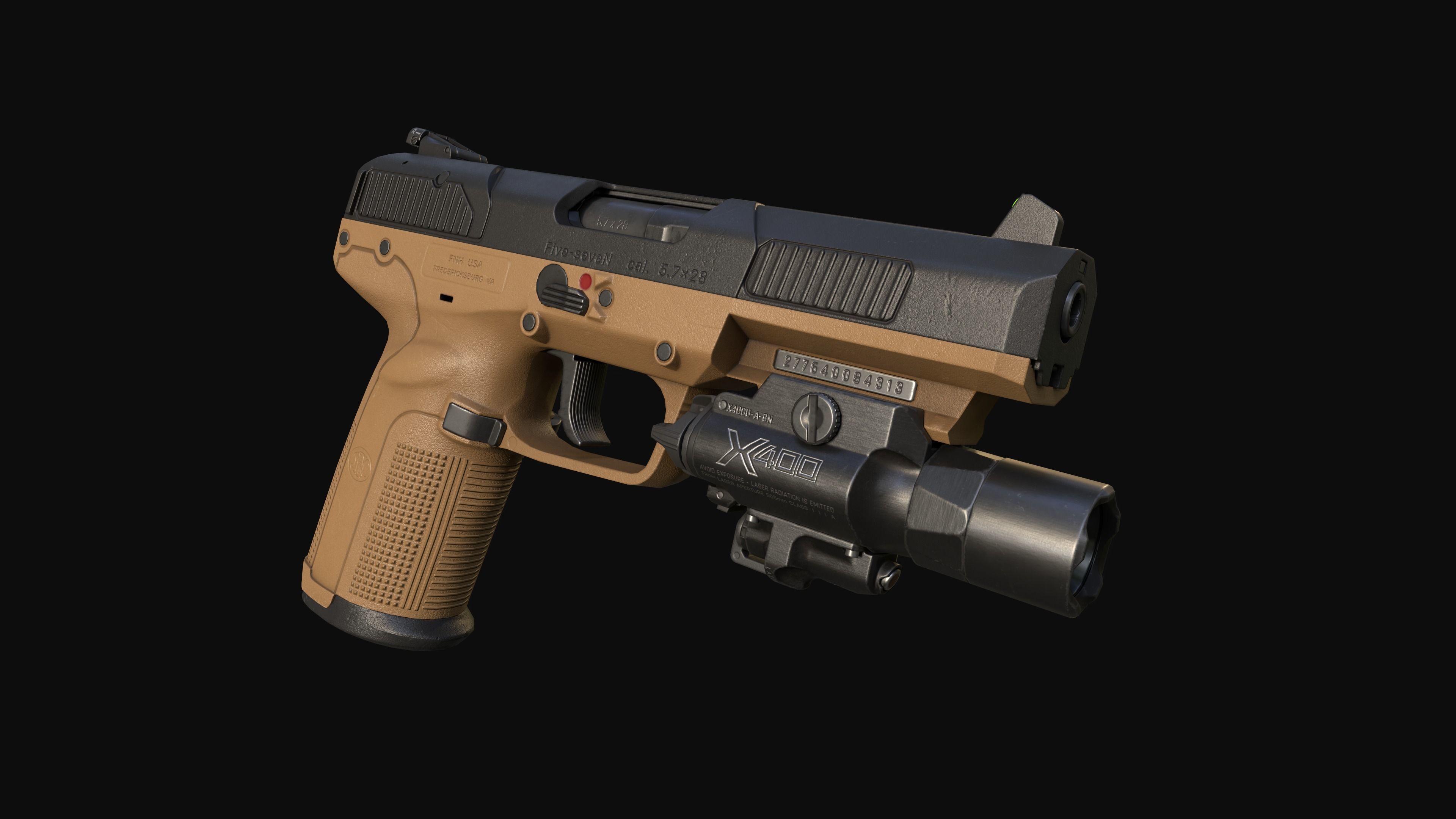 FN Five-seveN MK2 FDE pistol Low-poly 3D model_8