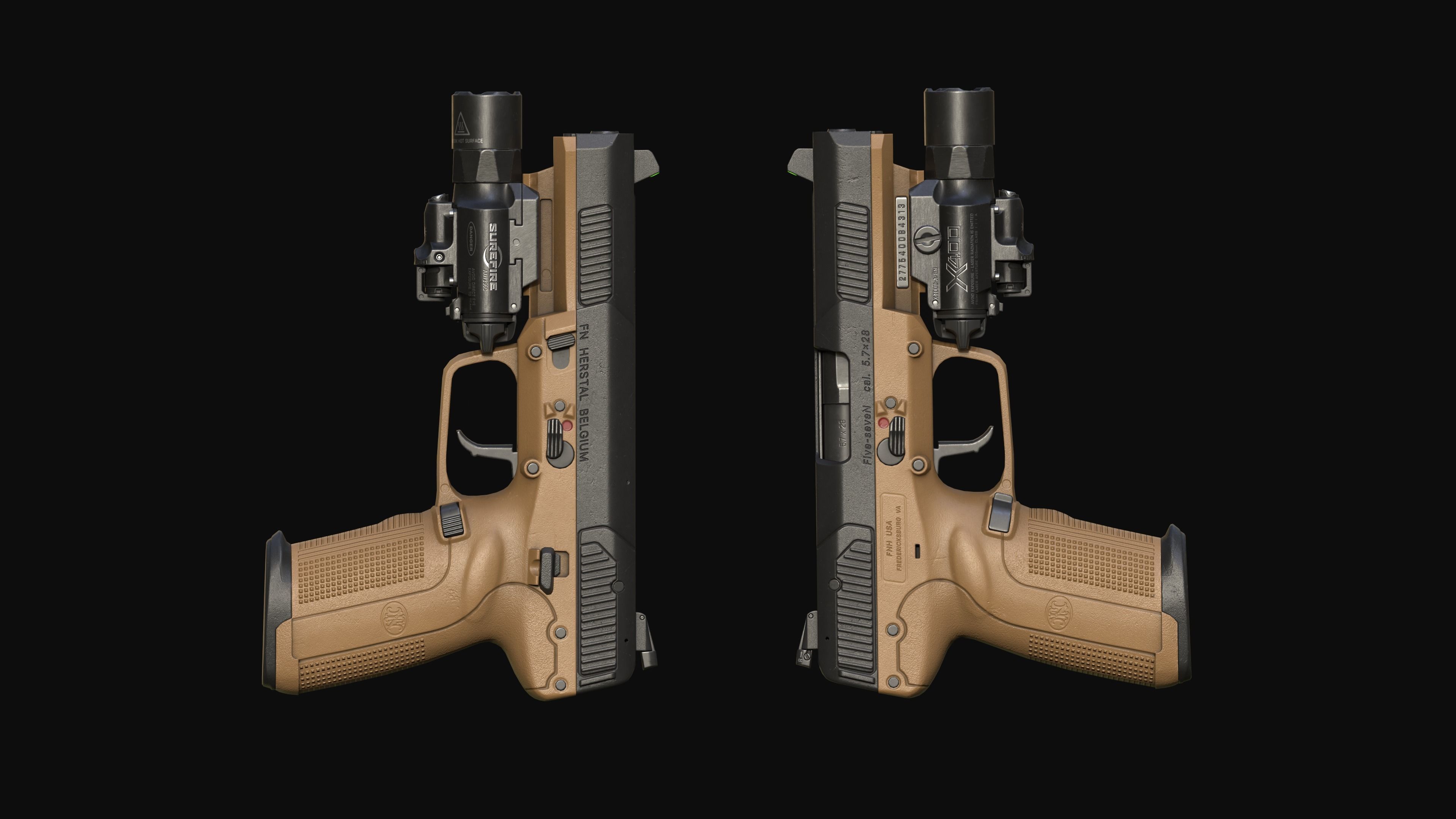 FN Five-seveN MK2 FDE pistol Low-poly 3D model_22