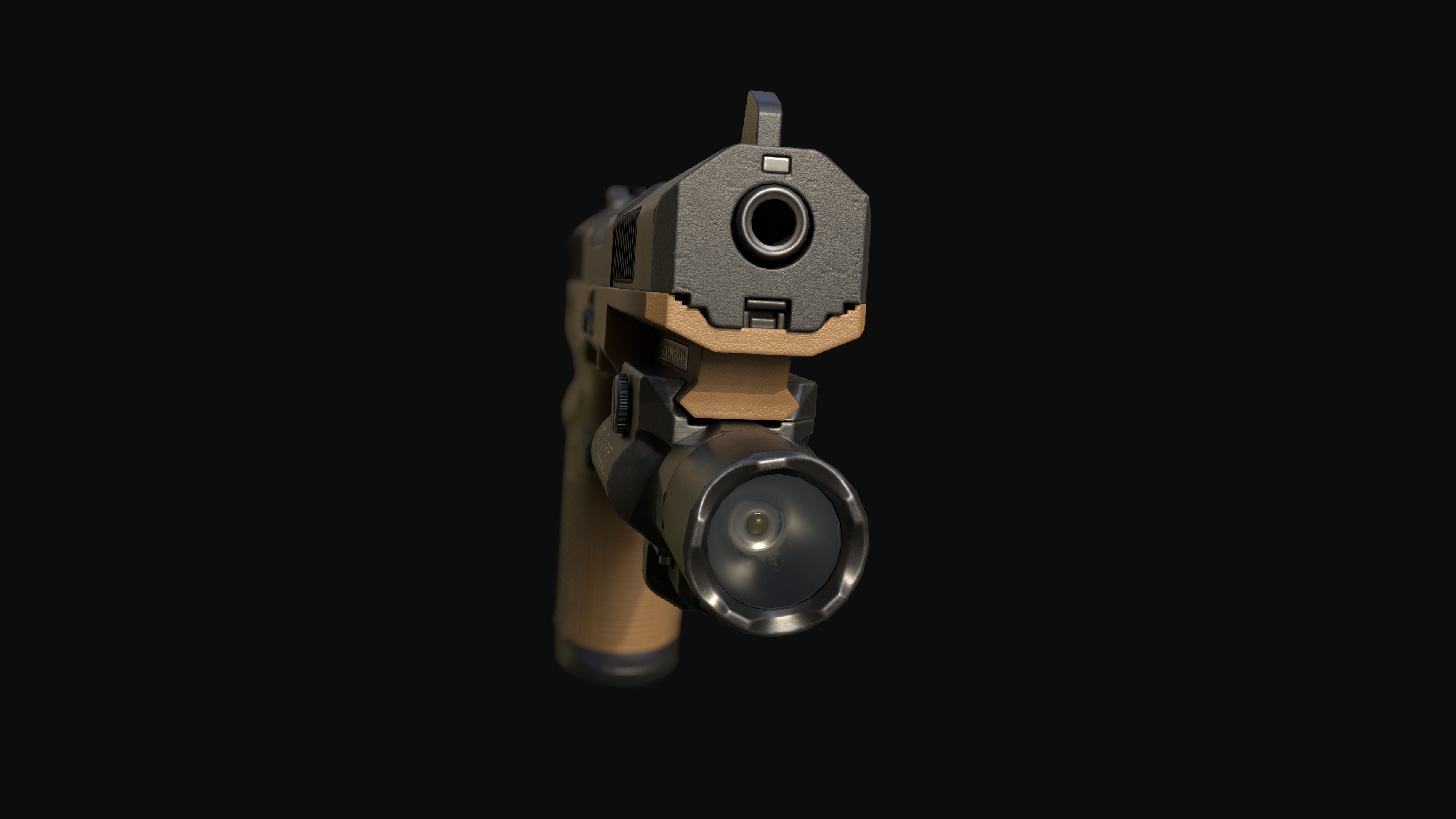 FN Five-seveN MK2 FDE pistol Low-poly 3D model_12