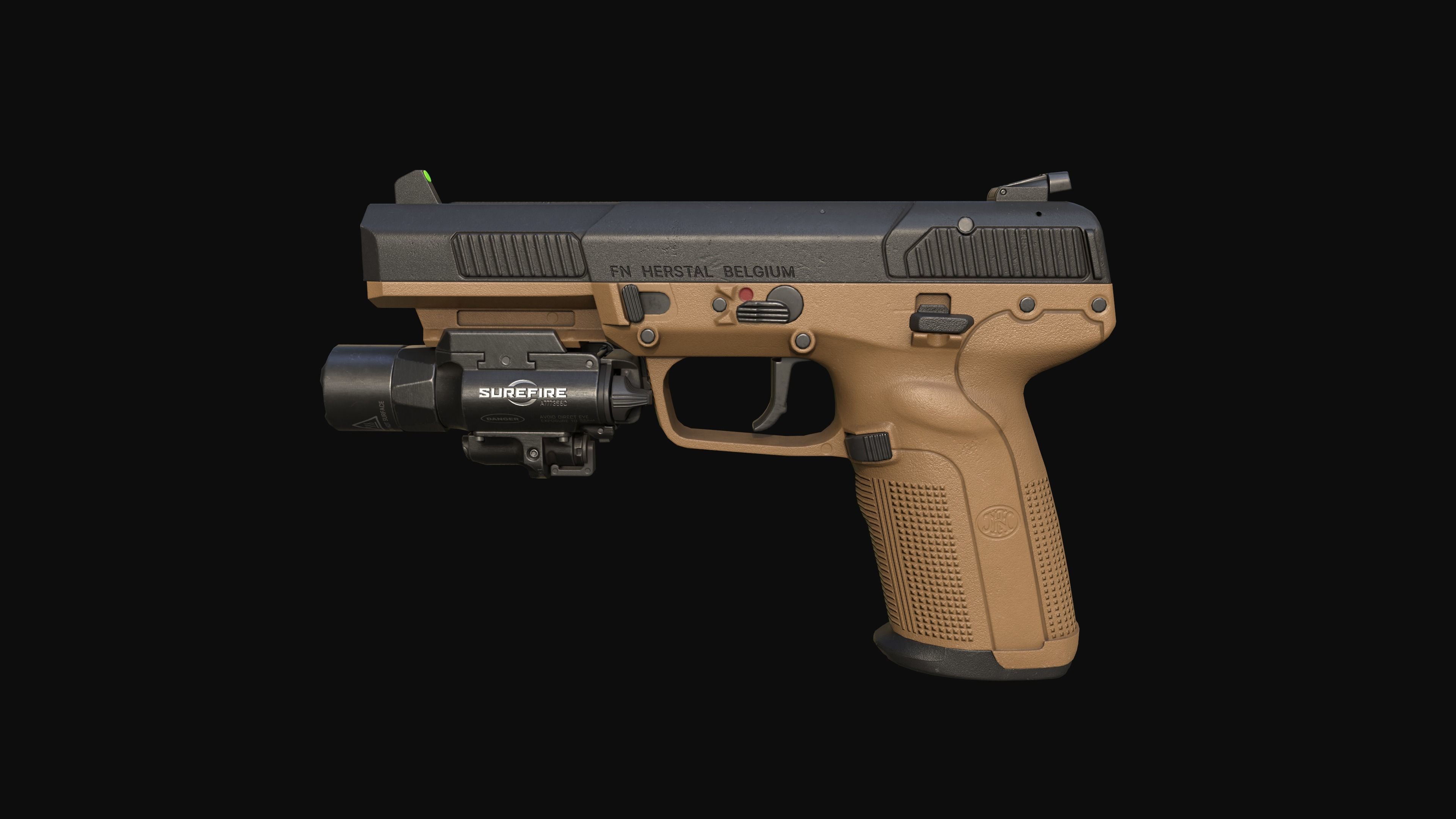 FN Five-seveN MK2 FDE pistol Low-poly 3D model_4