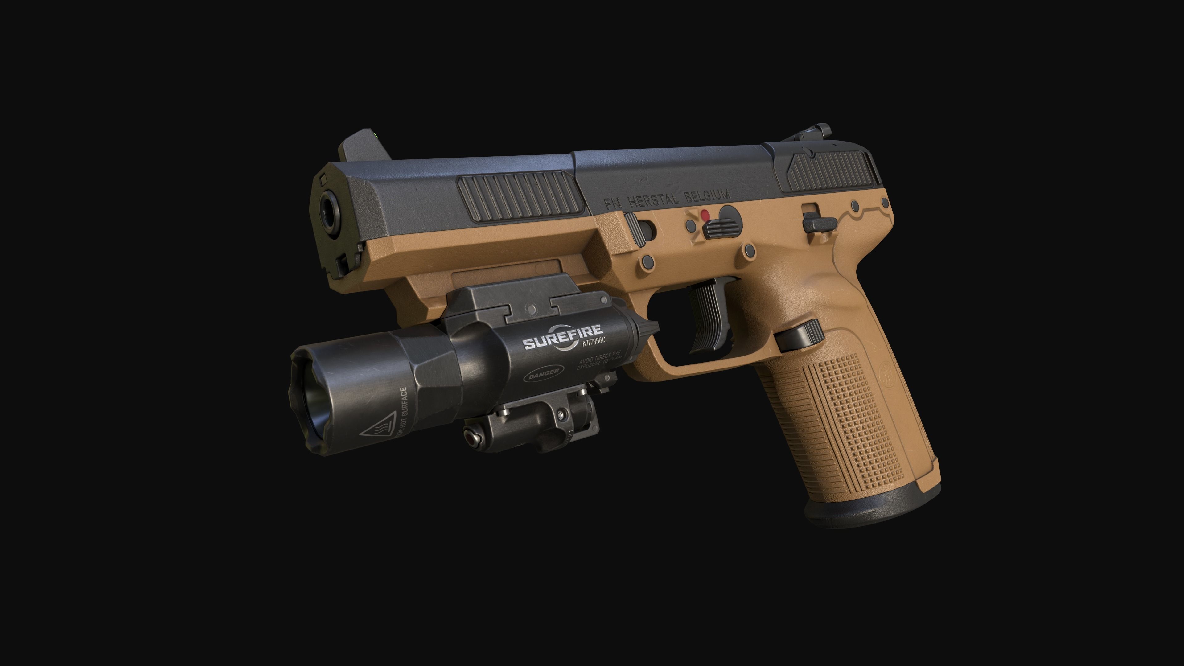 FN Five-seveN MK2 FDE pistol Low-poly 3D model_7