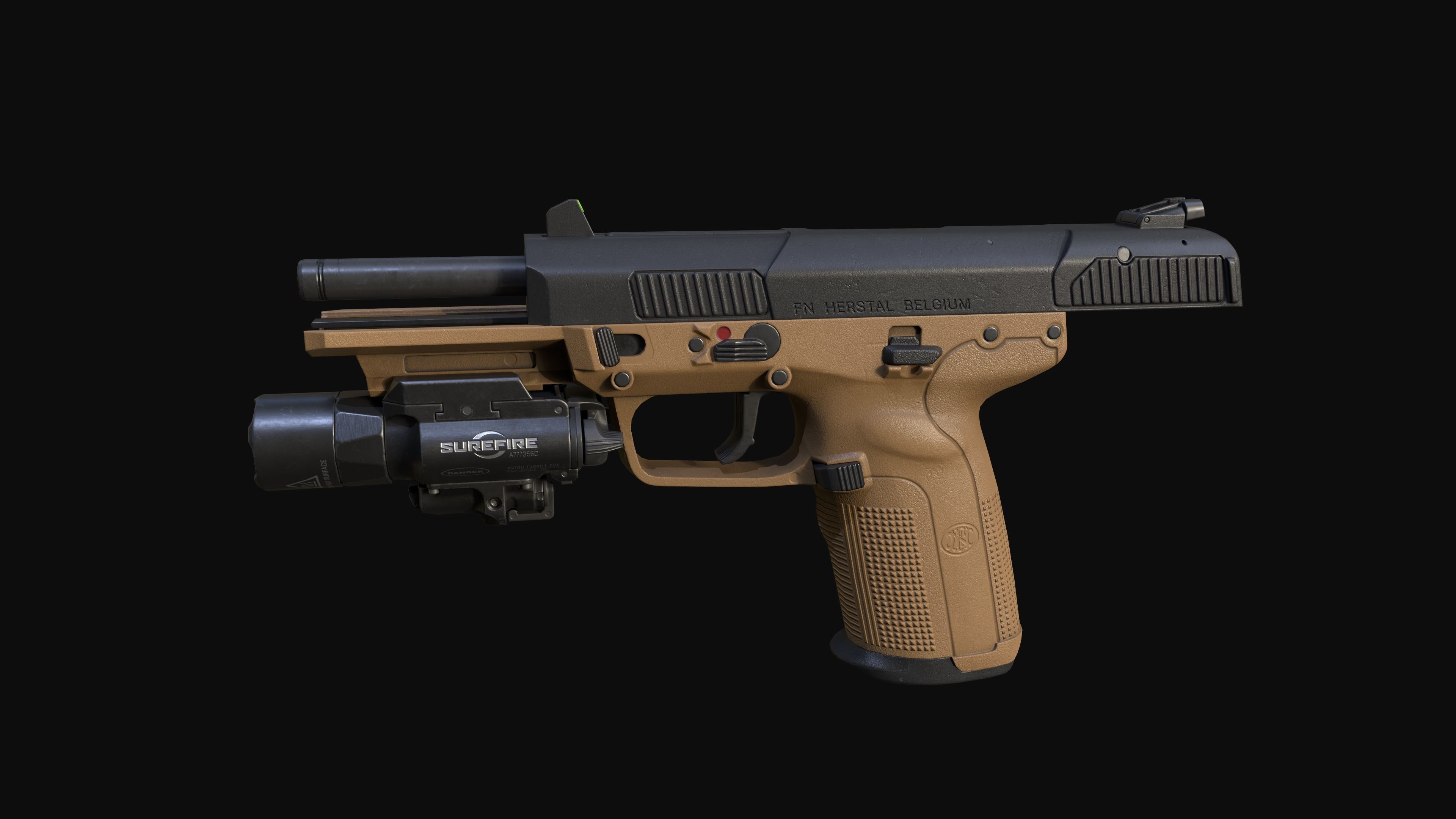 FN Five-seveN MK2 FDE pistol Low-poly 3D model_15