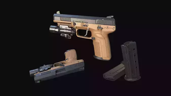 FN Five-seveN MK2 FDE pistol Low-poly 3D model
