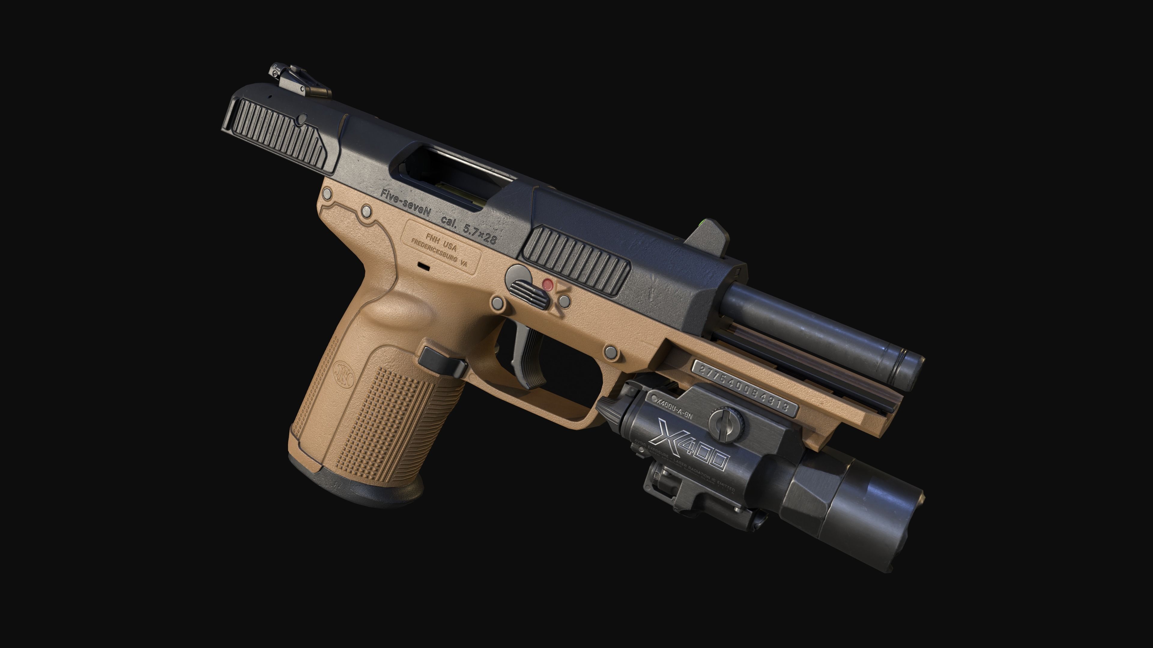 FN Five-seveN MK2 FDE pistol Low-poly 3D model_14