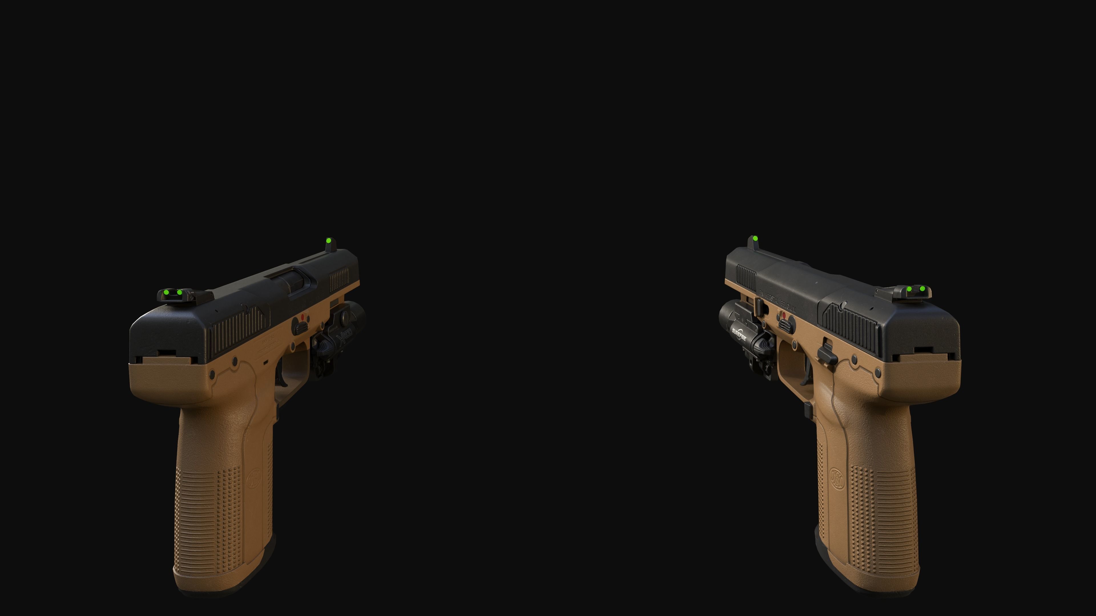 FN Five-seveN MK2 FDE pistol Low-poly 3D model_18