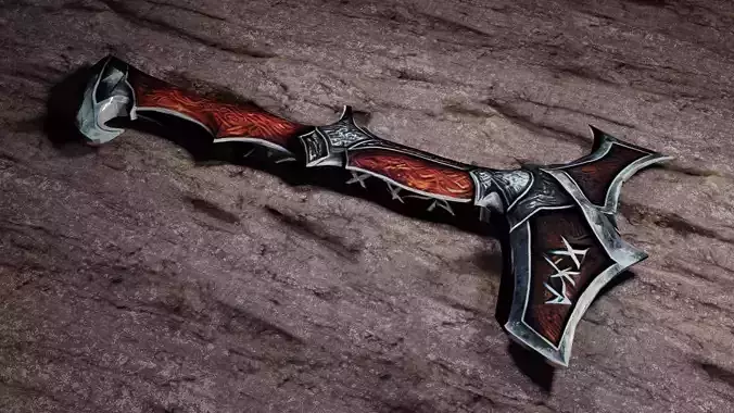 VIKING HANDAXE  Game-Ready  Low-Poly 3D Model