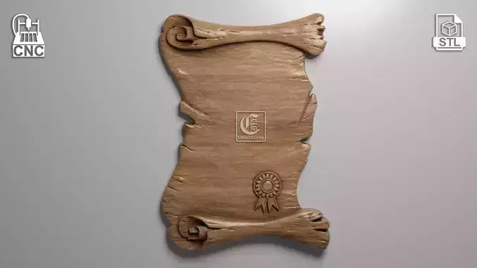 Scroll Shaped Plaque - 3D STL File for CNC 3D print model