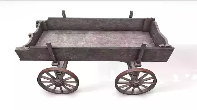Old Low Poly Wooden Cart