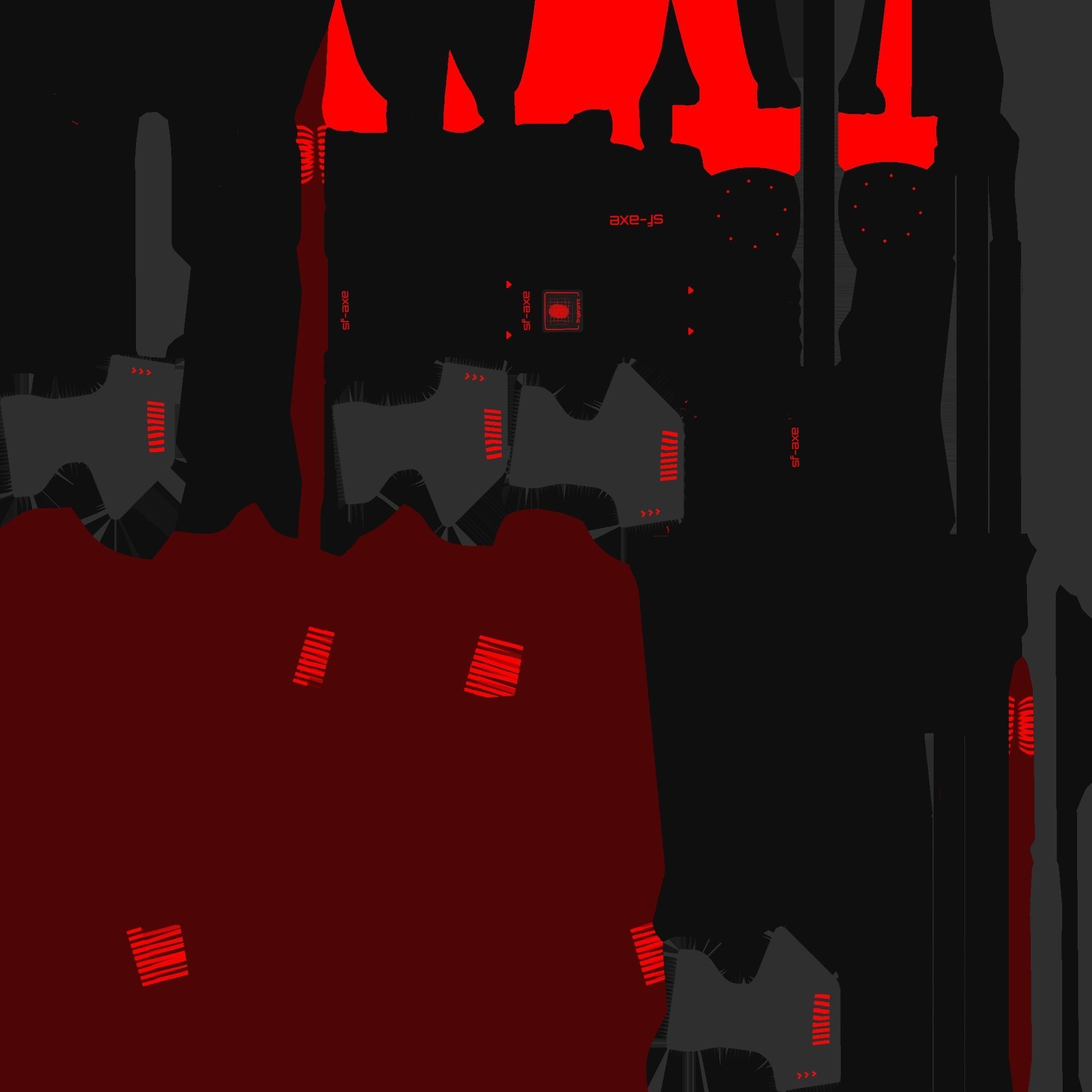 SciFi War Axe B04 Black Red - Sci Fi Weapon Design Low-poly 3D model_20