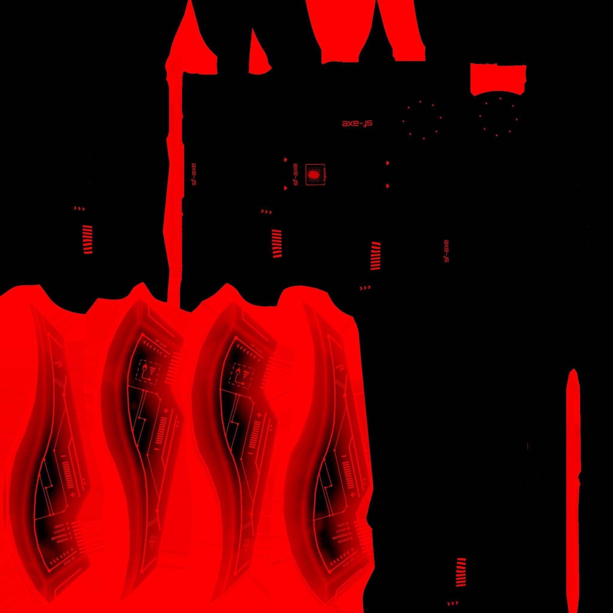 SciFi War Axe B04 Black Red - Sci Fi Weapon Design Low-poly 3D model_21